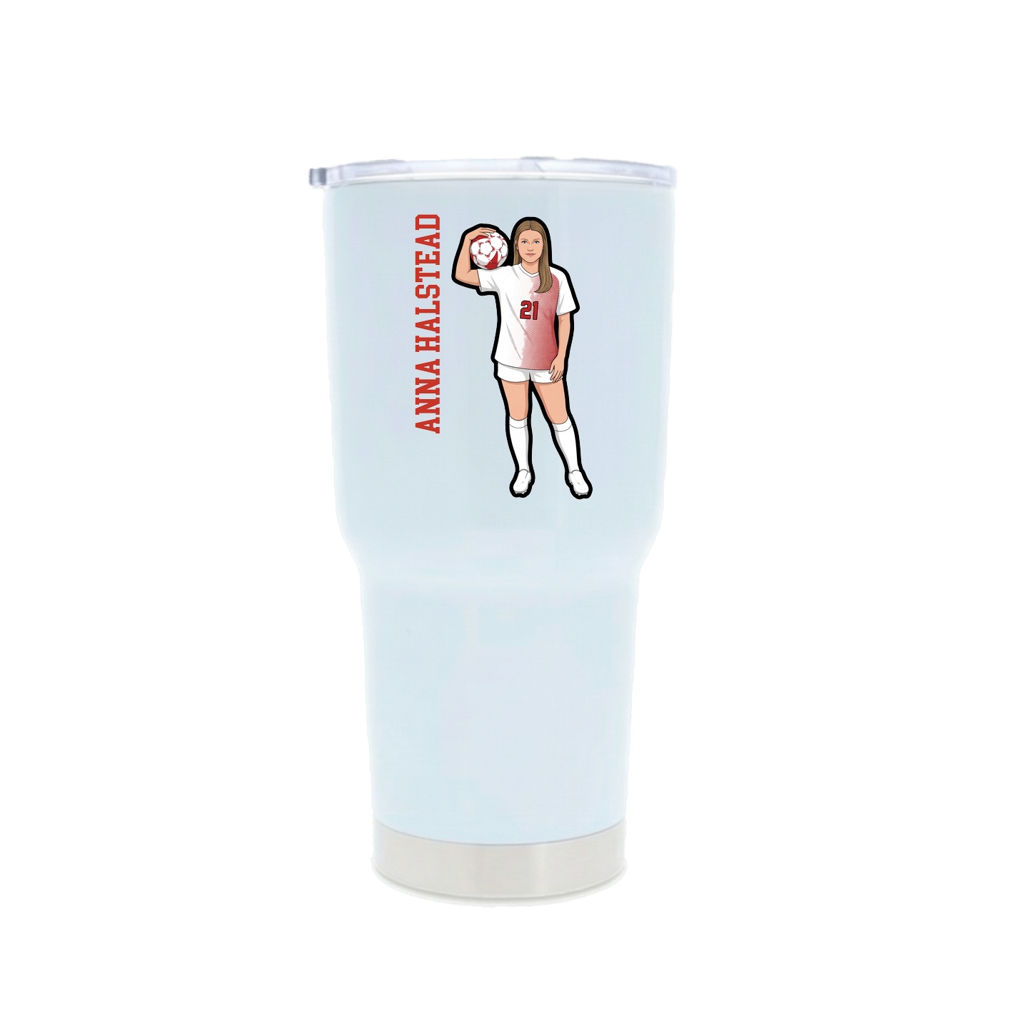 30oz Stainless Steel Tumbler — Name Vertical in White