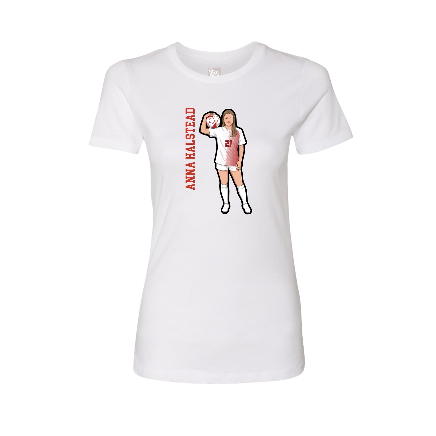 Fitted Women's Tee — Name Vertical in White