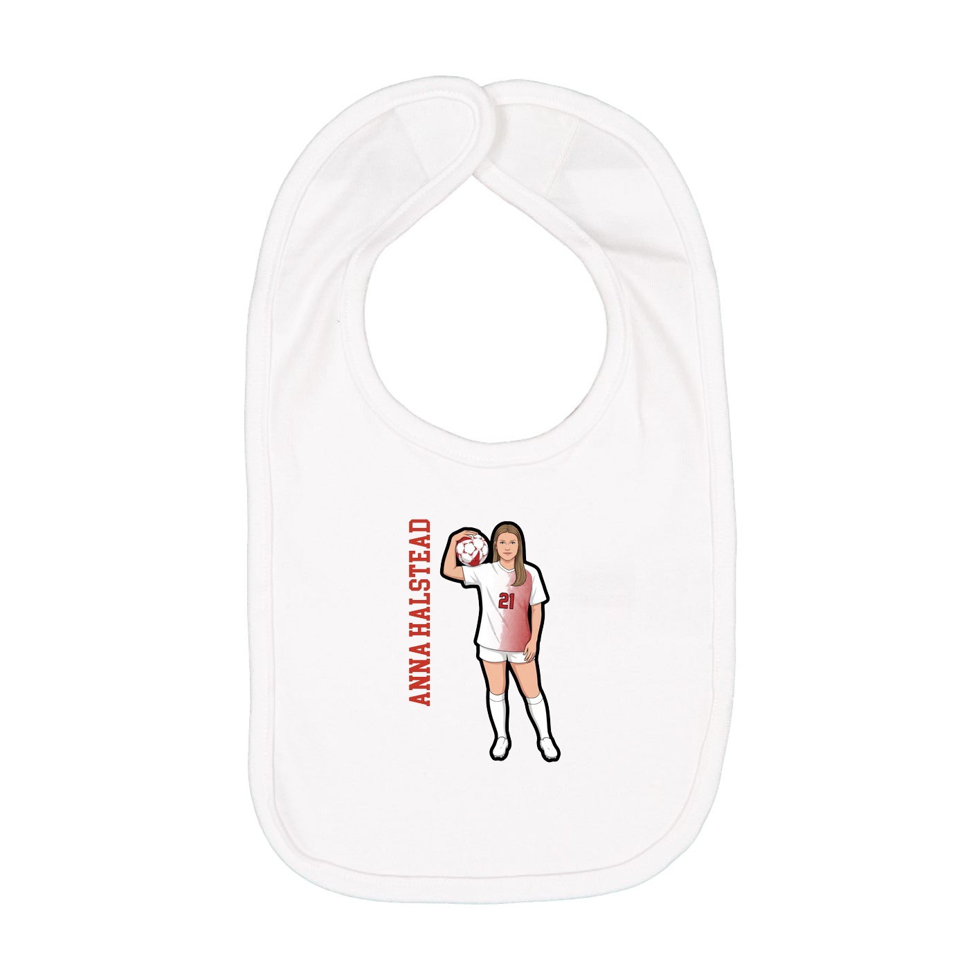 Infant Bib — Name Vertical in White