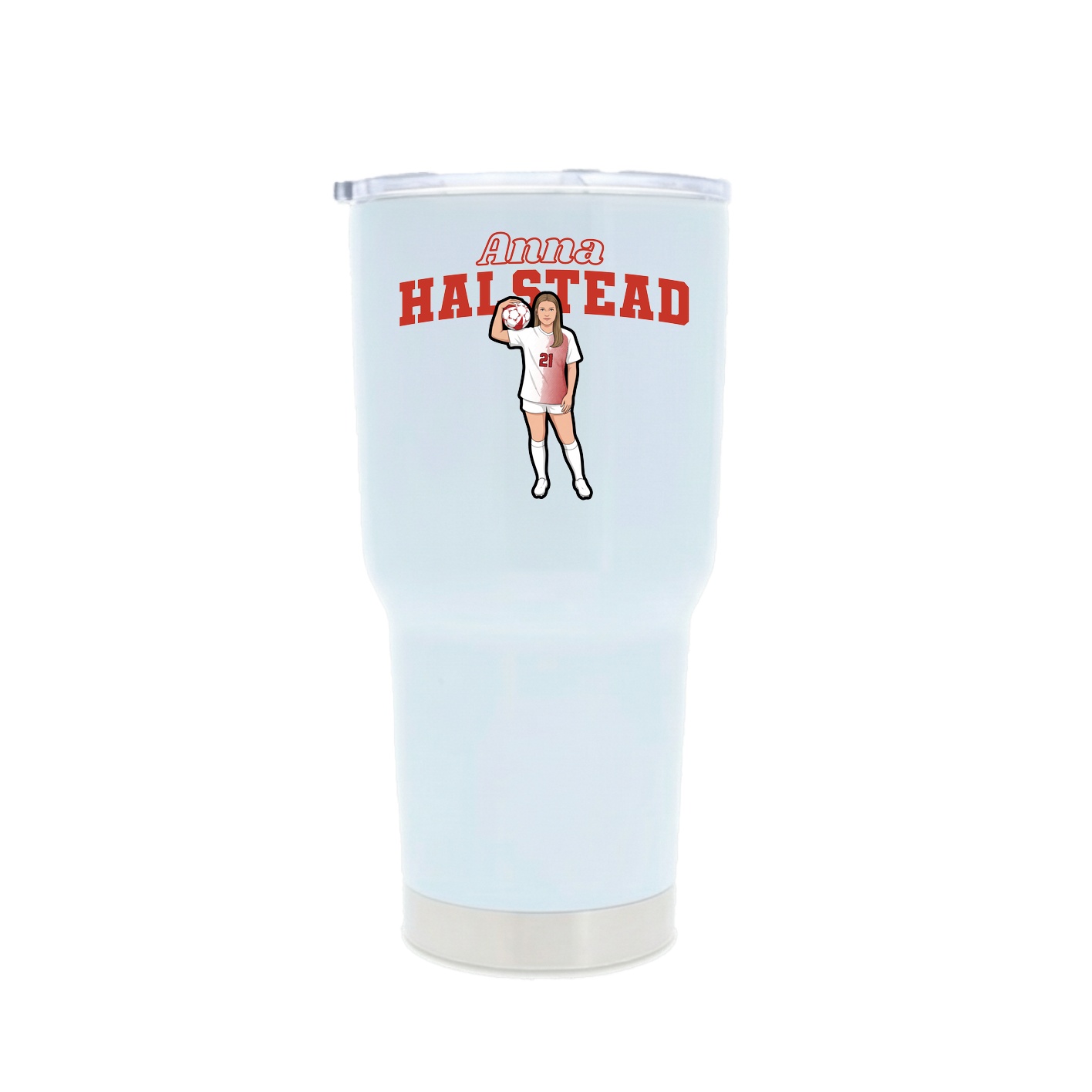 30oz Stainless Steel Tumbler — Name Arch in White