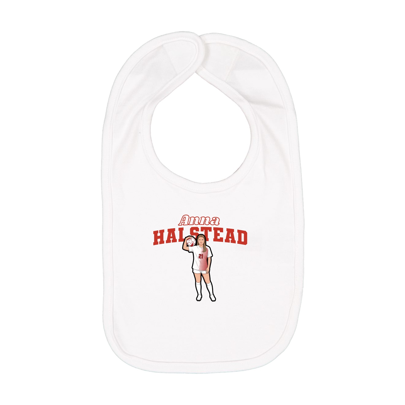 Infant Bib — Name Arch in White