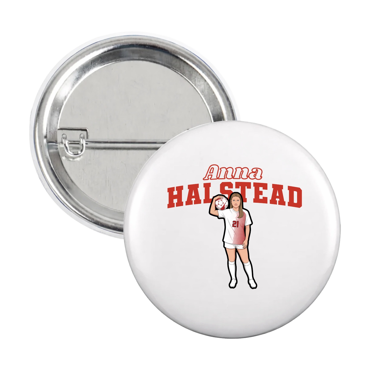 Game Day Button — Name Arch in White