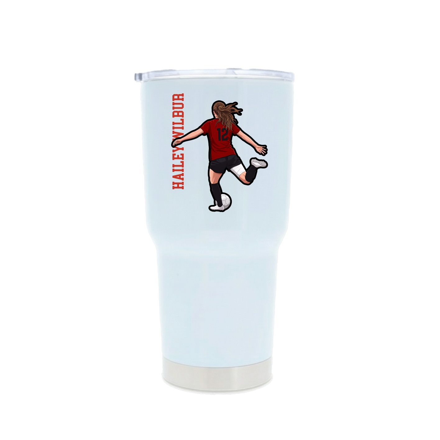 30oz Stainless Steel Tumbler — Name Vertical in White