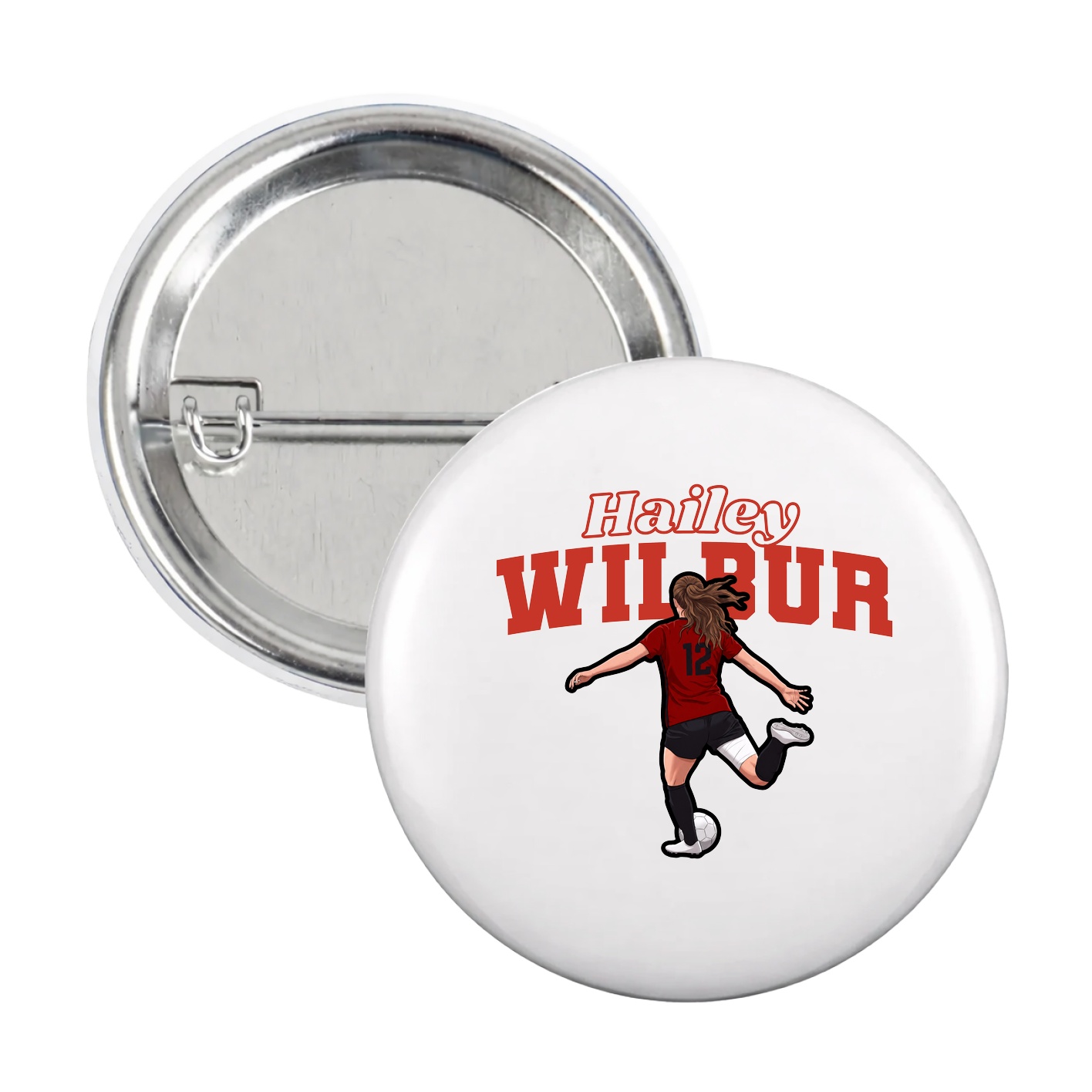 Game Day Button — Name Arch in White
