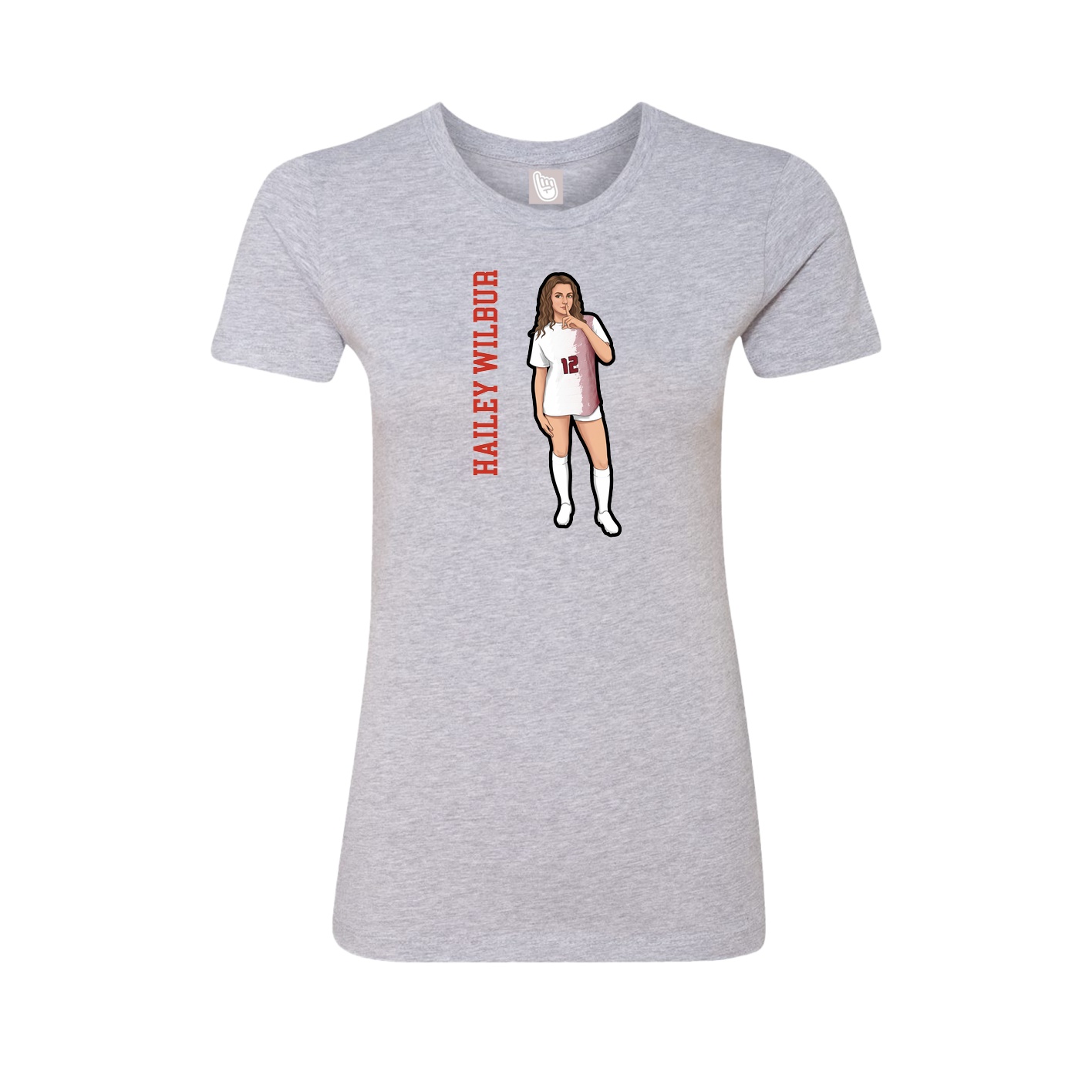 Fitted Women's Tee — Name Vertical in Grey