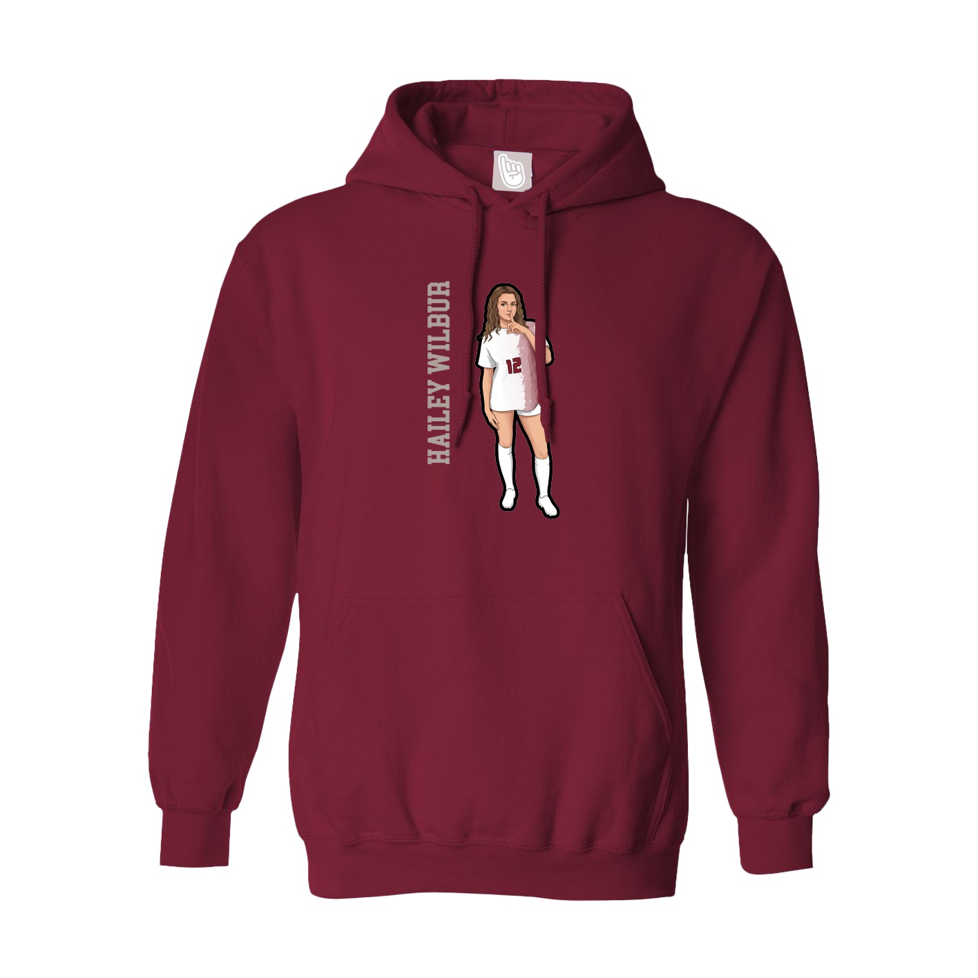 Hoodie — Name Vertical in Cardinal