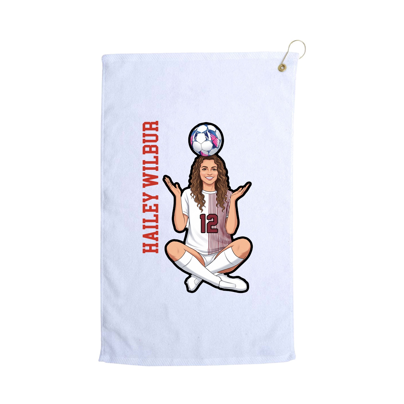 Golf Towel — Name Vertical in White