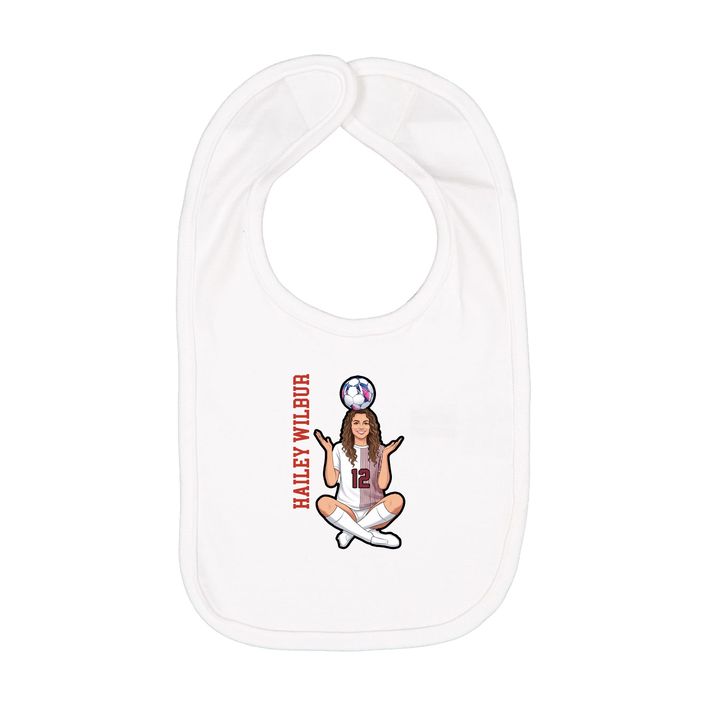 Infant Bib — Name Vertical in White
