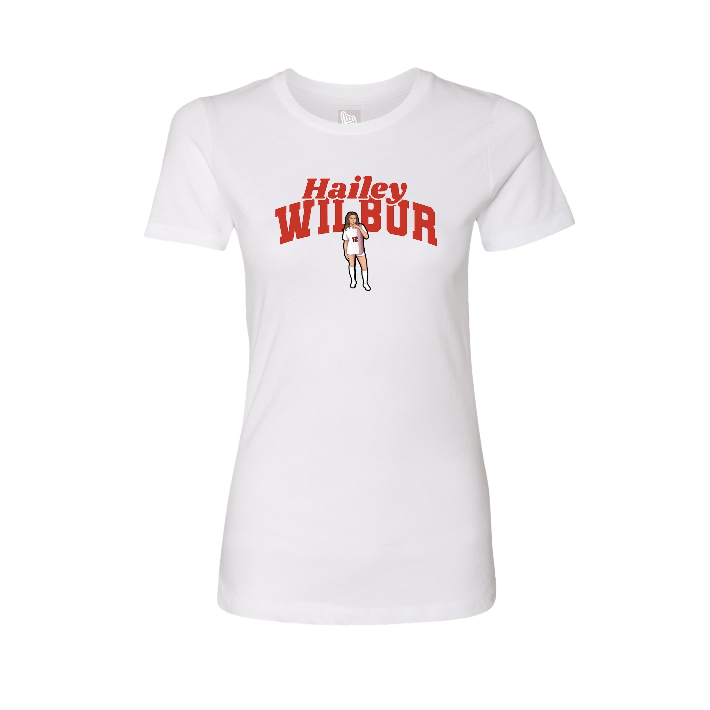 Fitted Women's Tee — Signature Arch in White