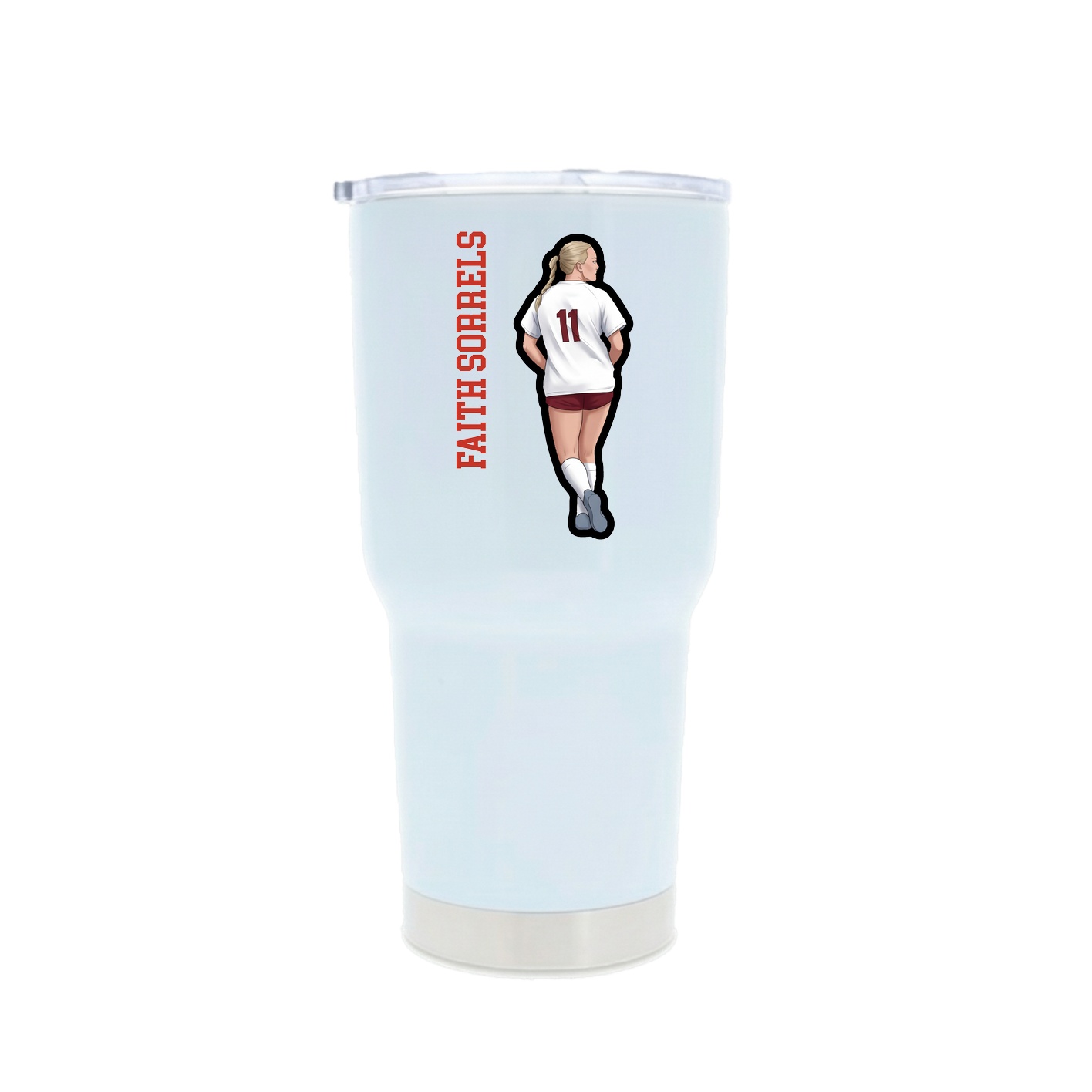 30oz Stainless Steel Tumbler — Name Vertical in White