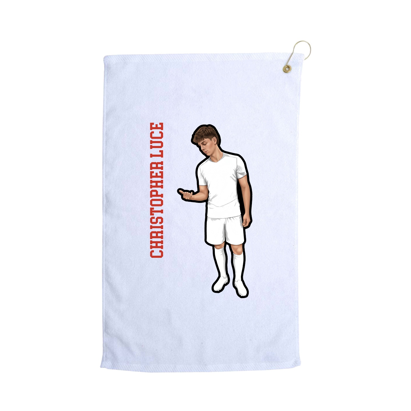 Golf Towel — Name Vertical in White