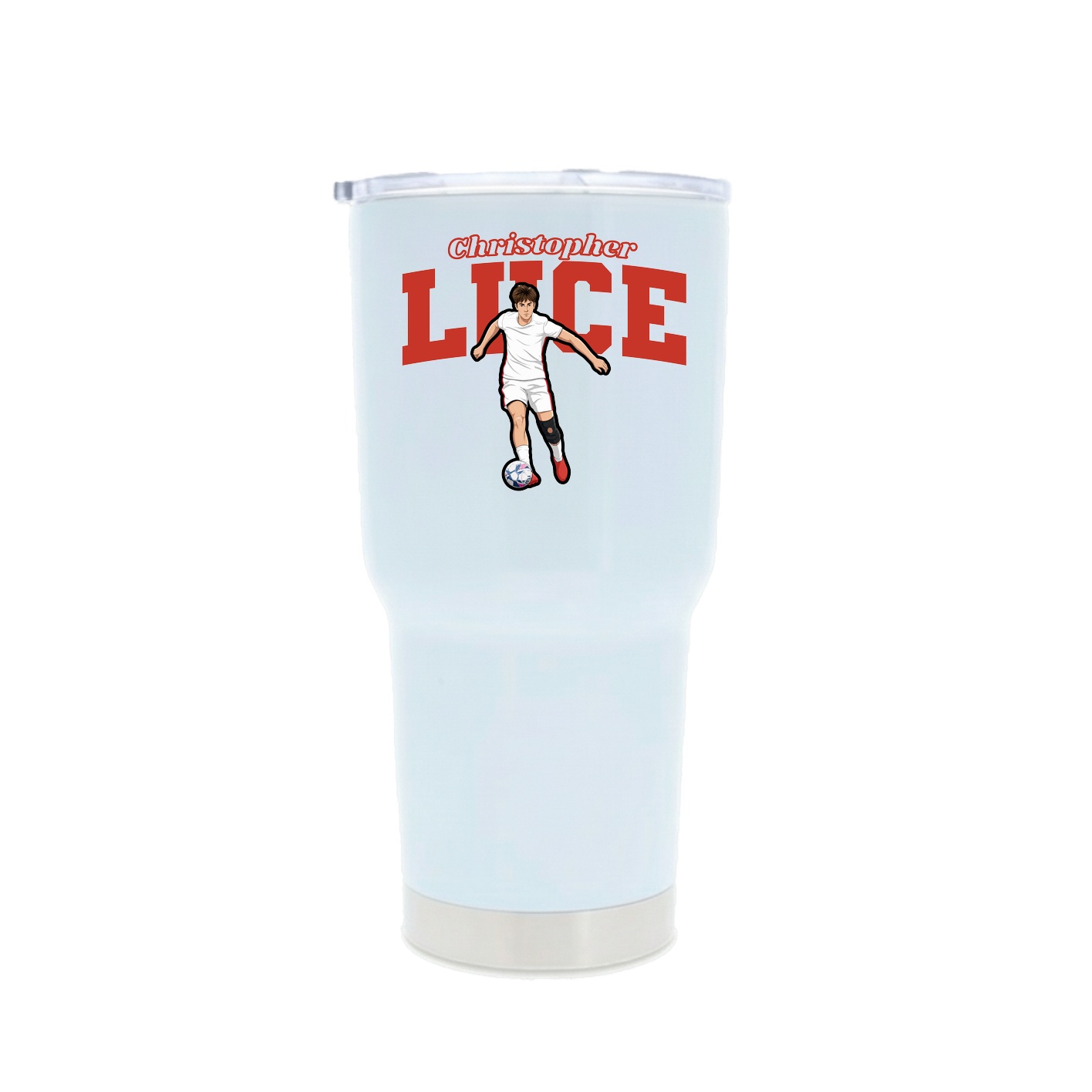 30oz Stainless Steel Tumbler — Name Arch in White