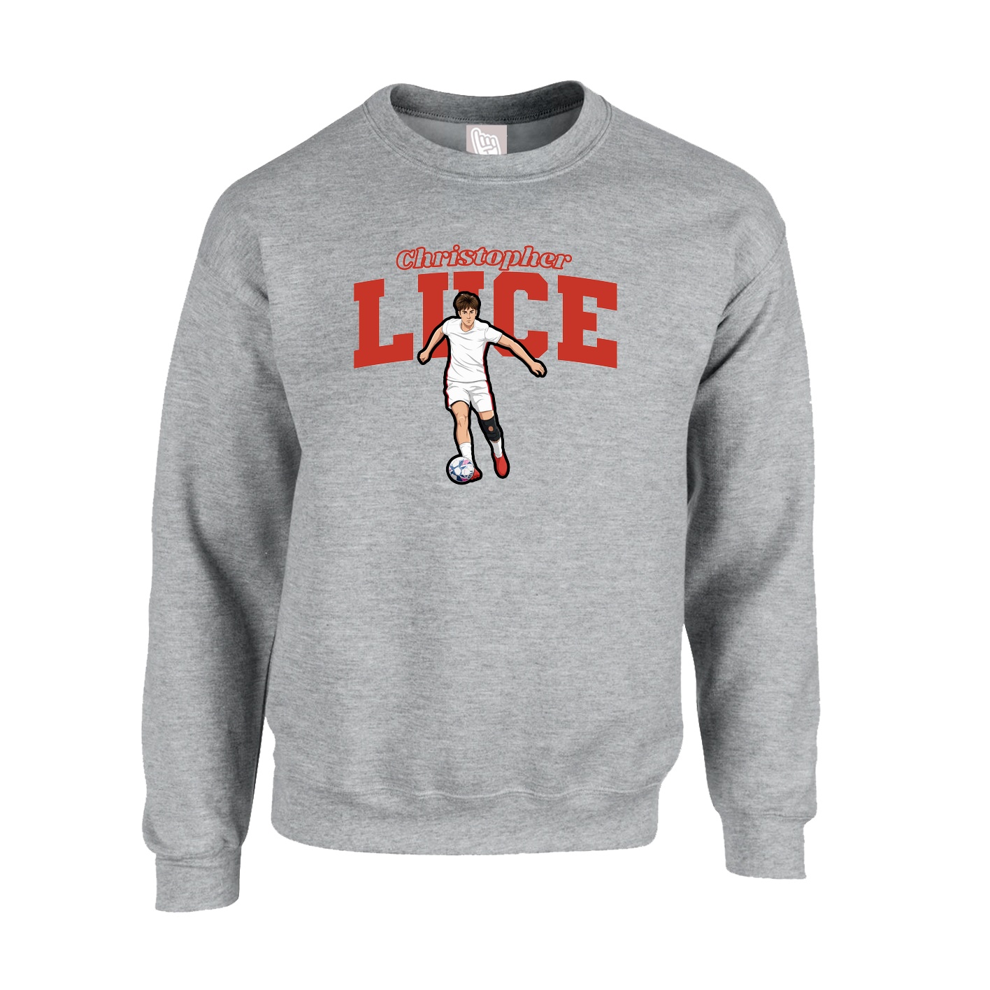 Fleece Crew — Name Arch in Grey
