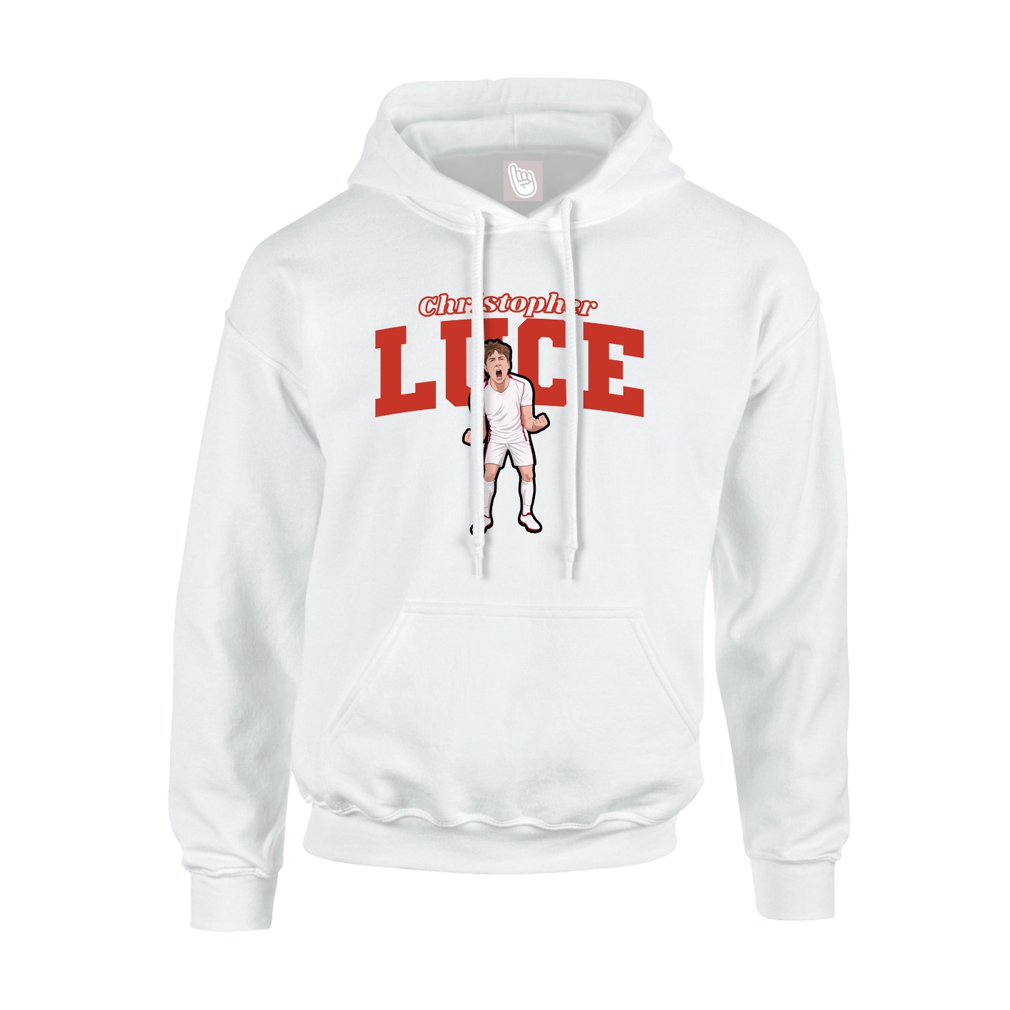 Youth Hoodie — Name Arch in White