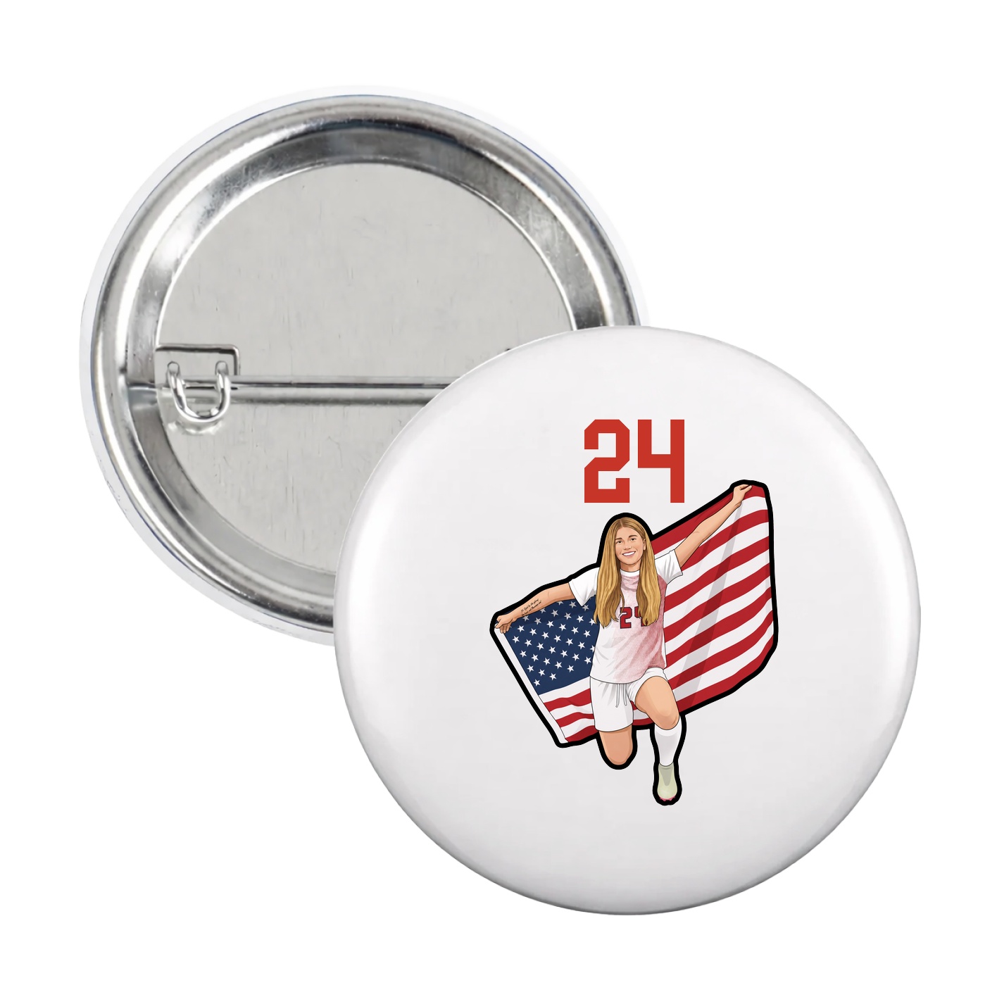 Game Day Button — Number Top in White