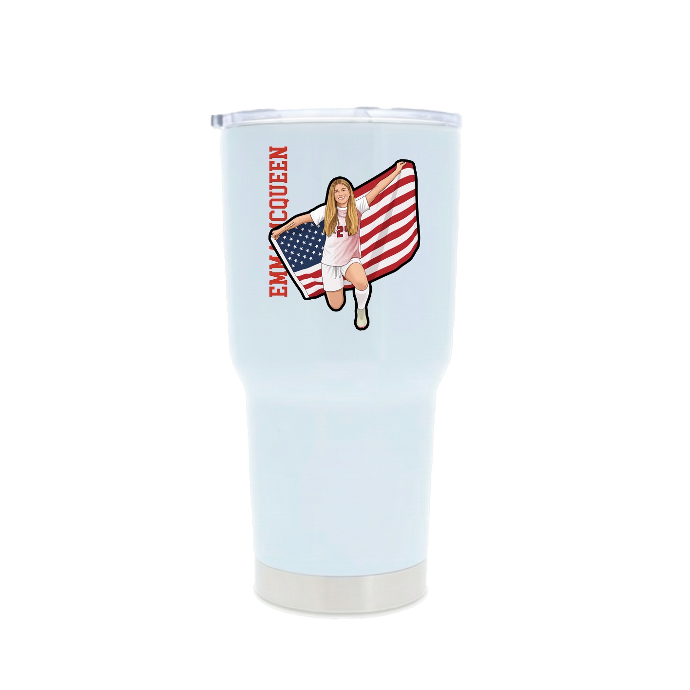 30oz Stainless Steel Tumbler — Name Vertical in White