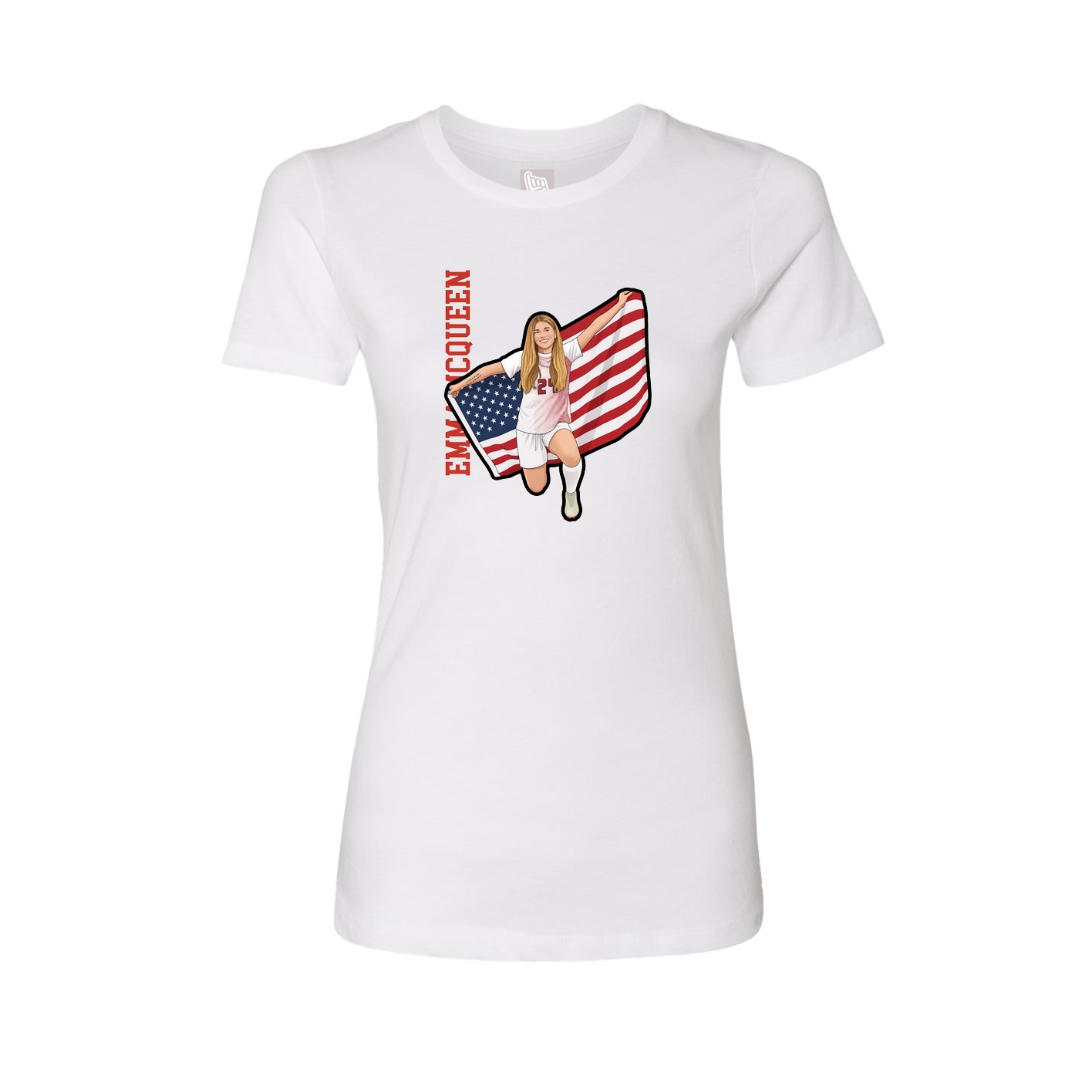 Fitted Women's Tee — Name Vertical in White
