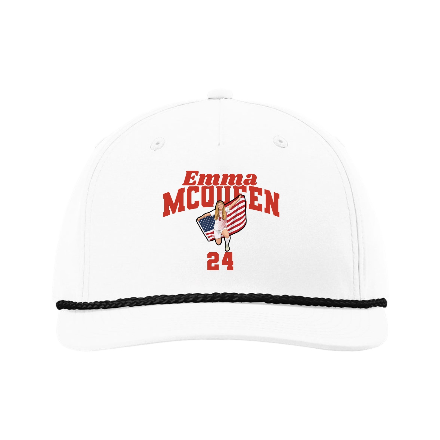 Five-Panel Classic Rope Cap — Signature Arch in White