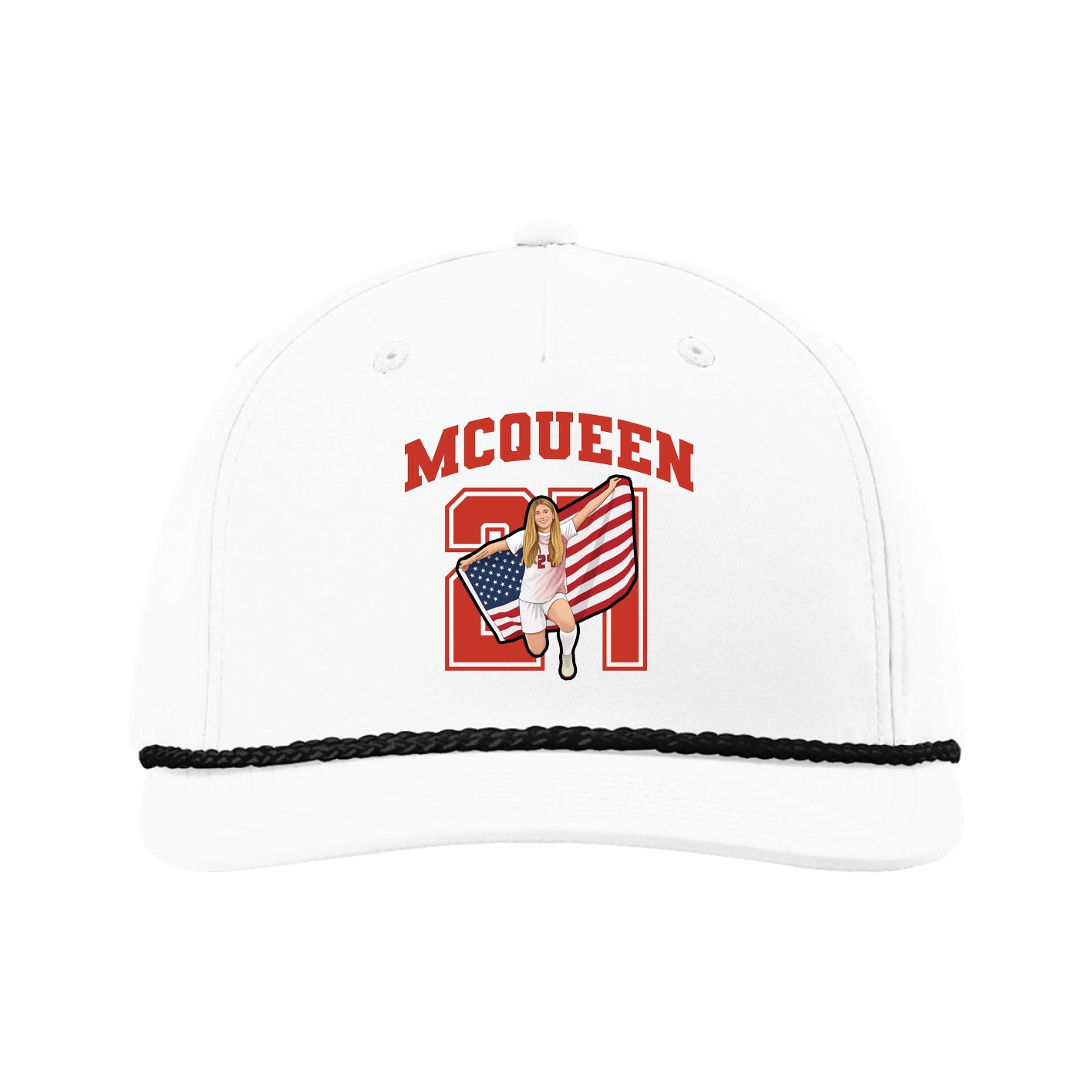 Five-Panel Classic Rope Cap — Number in White