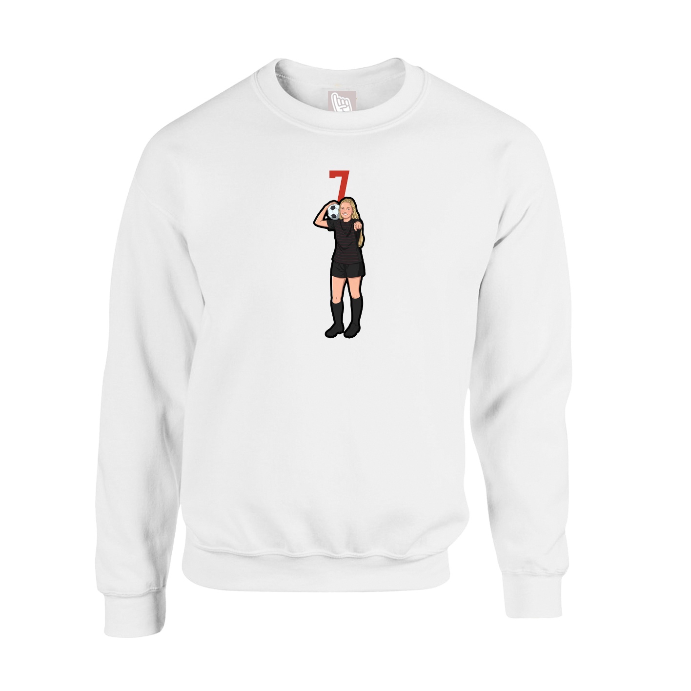 Fleece Crew — Number Top in White