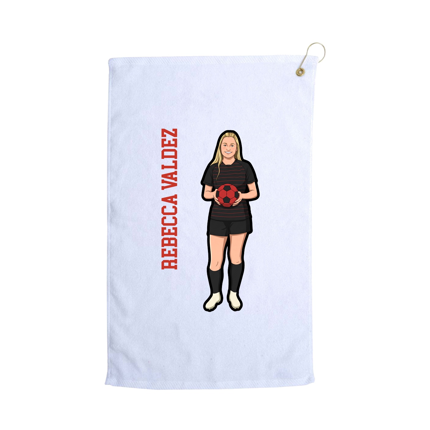 Golf Towel — Name Vertical in White