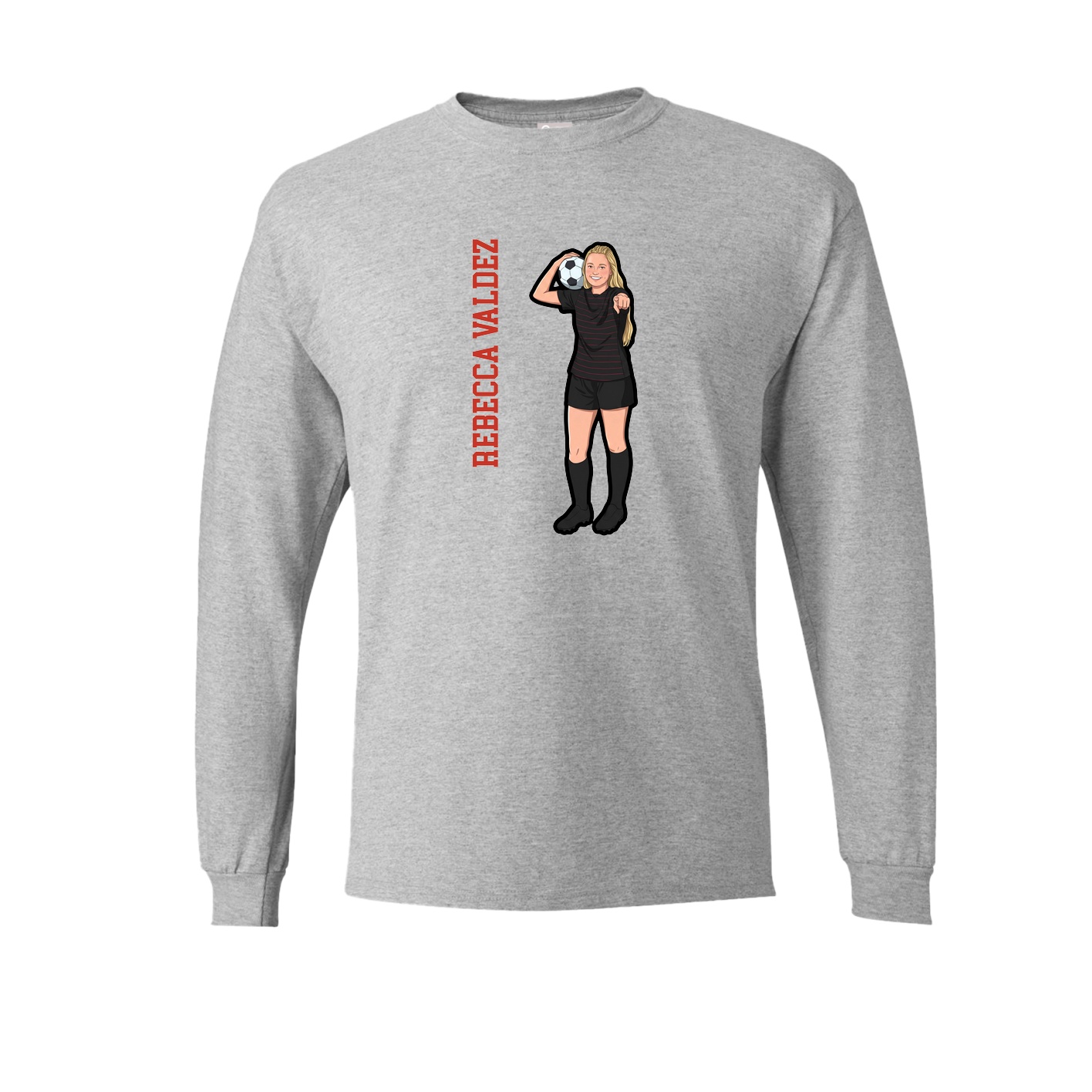 Long Sleeve Tee — Name Vertical in Grey