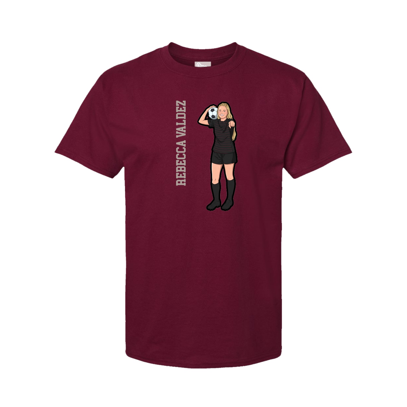 Youth Tee — Name Vertical in Cardinal