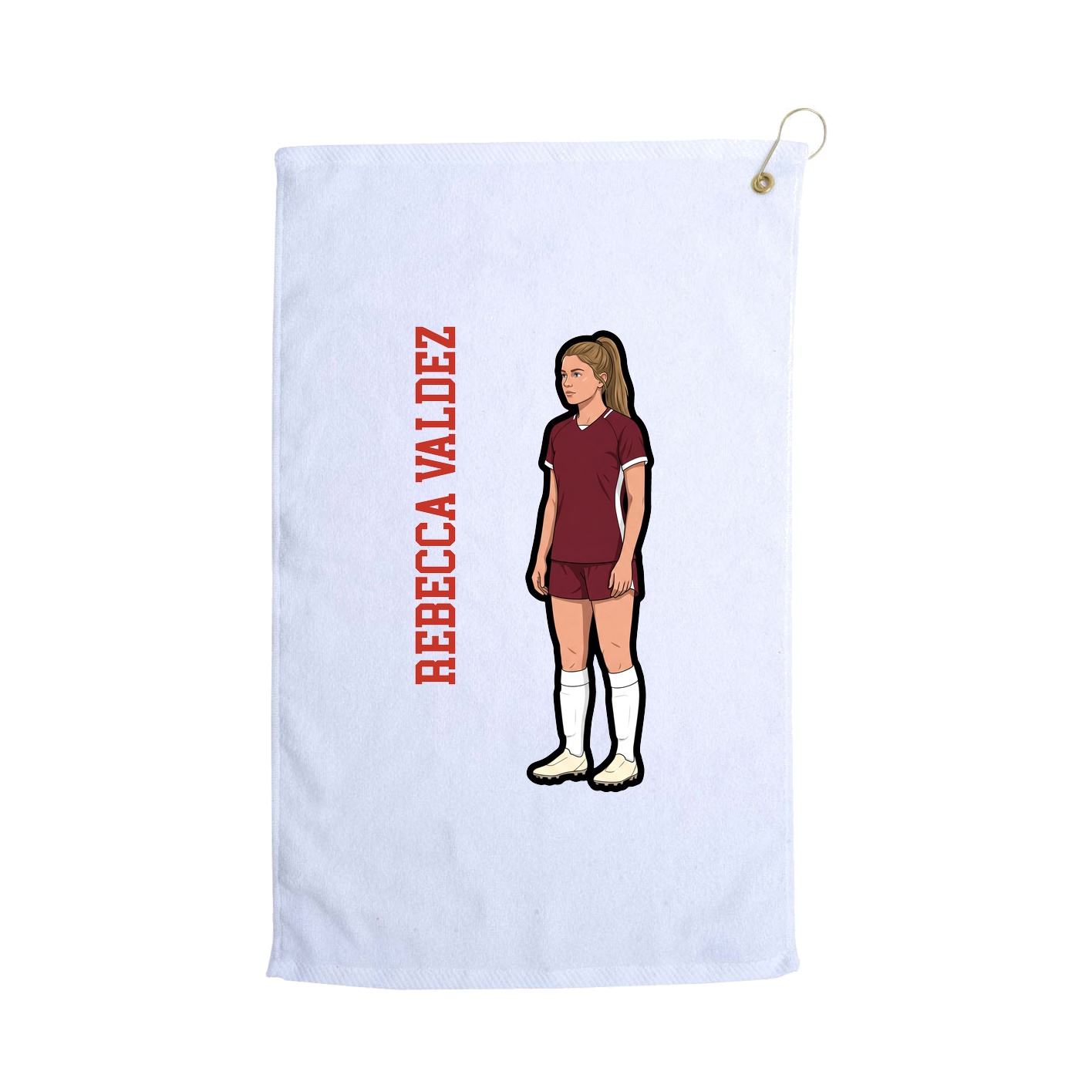 Golf Towel — Name Vertical in White