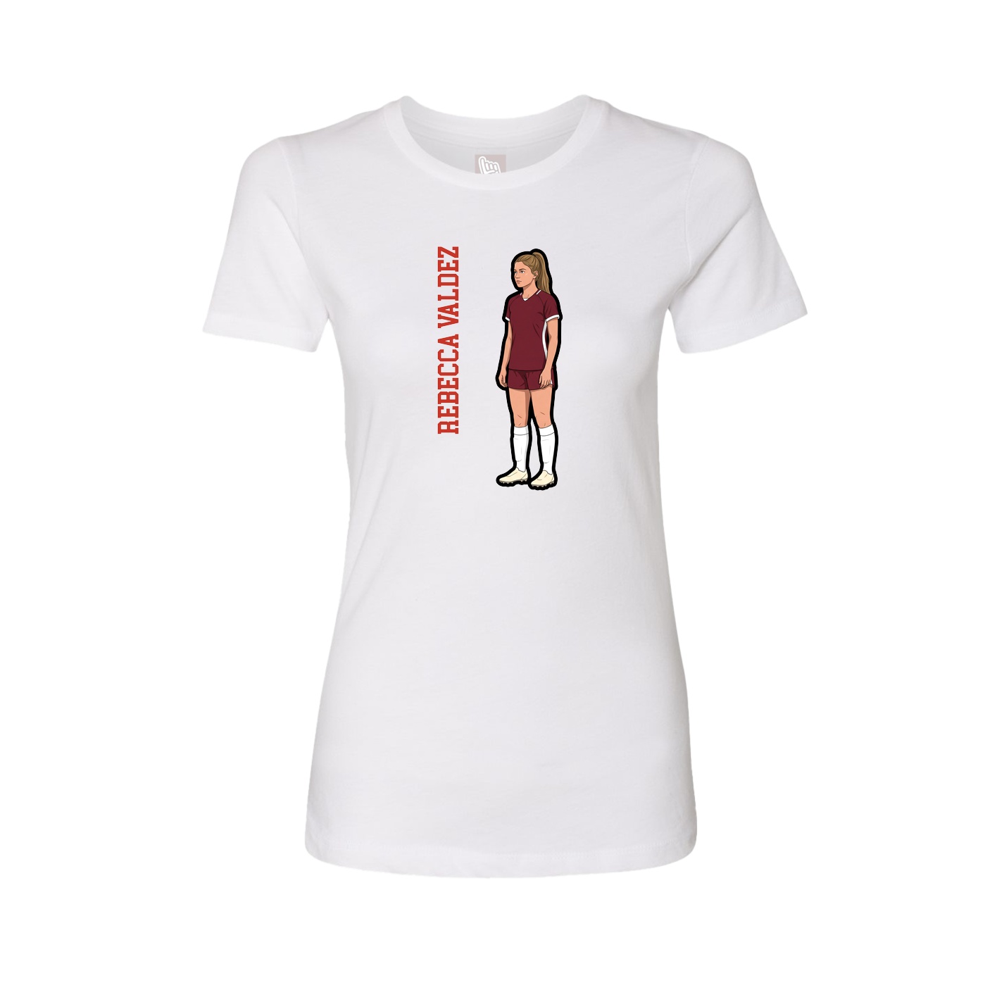 Womens Tee — Name Vertical in White