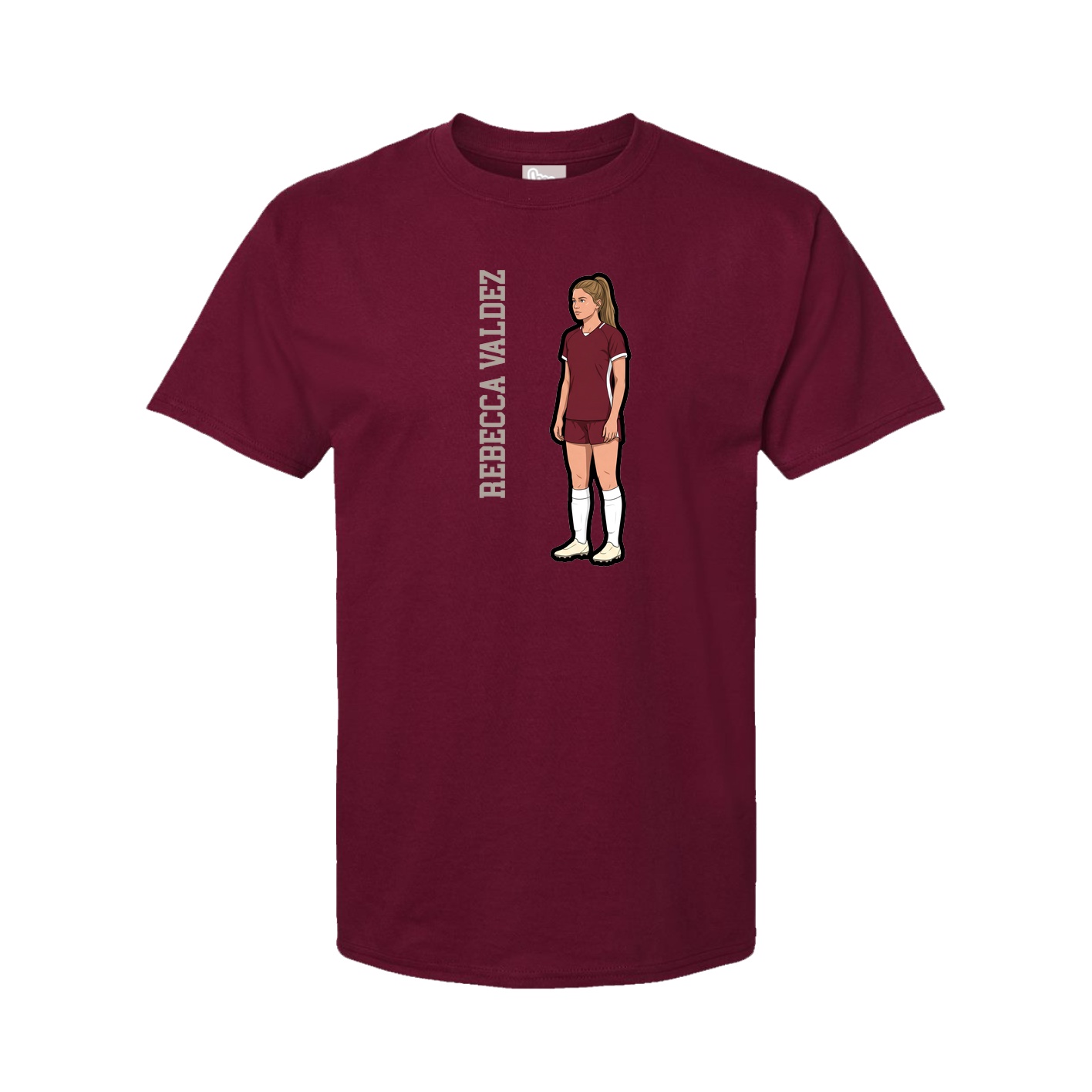Youth Tee — Name Vertical in Cardinal