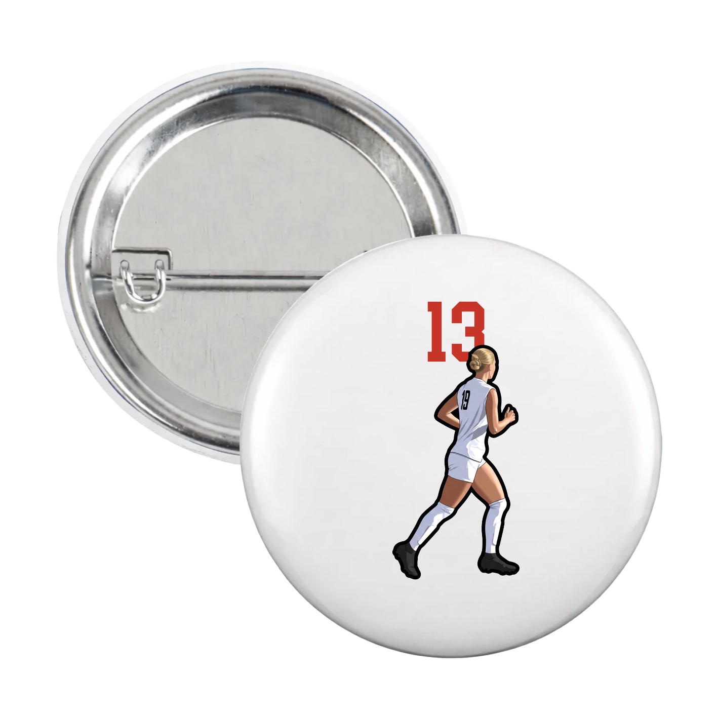Game Day Button — Number Top in White