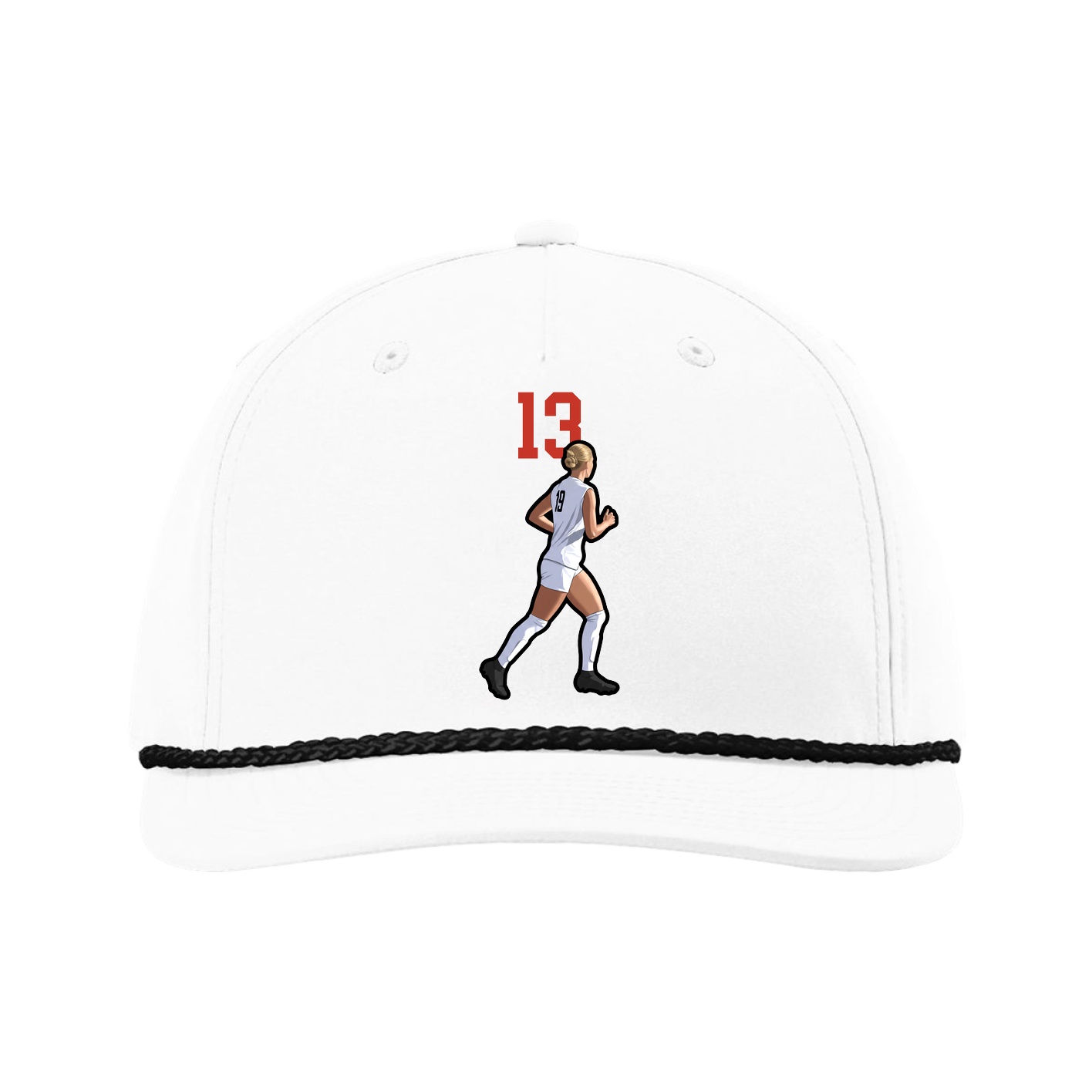 Five-Panel Classic Rope Cap — Number Top in White