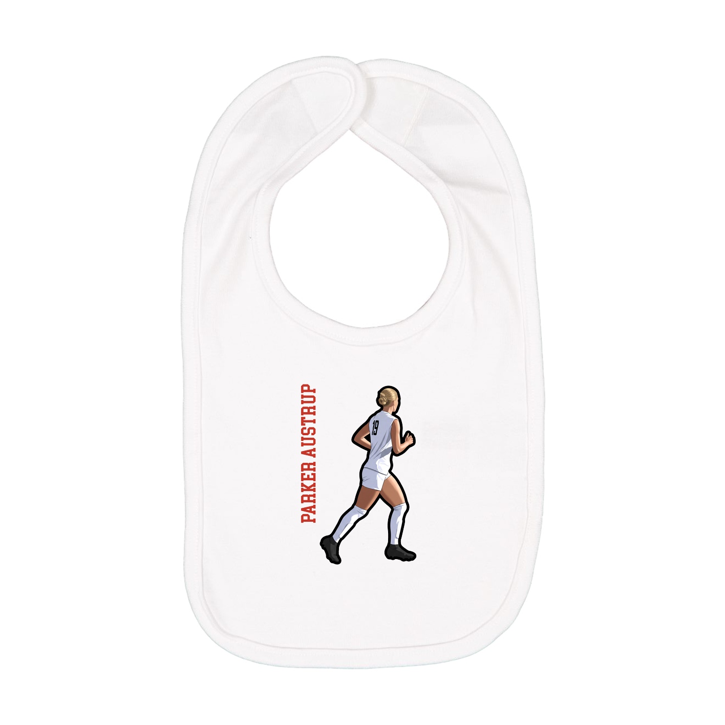 Infant Bib — Name Vertical in White