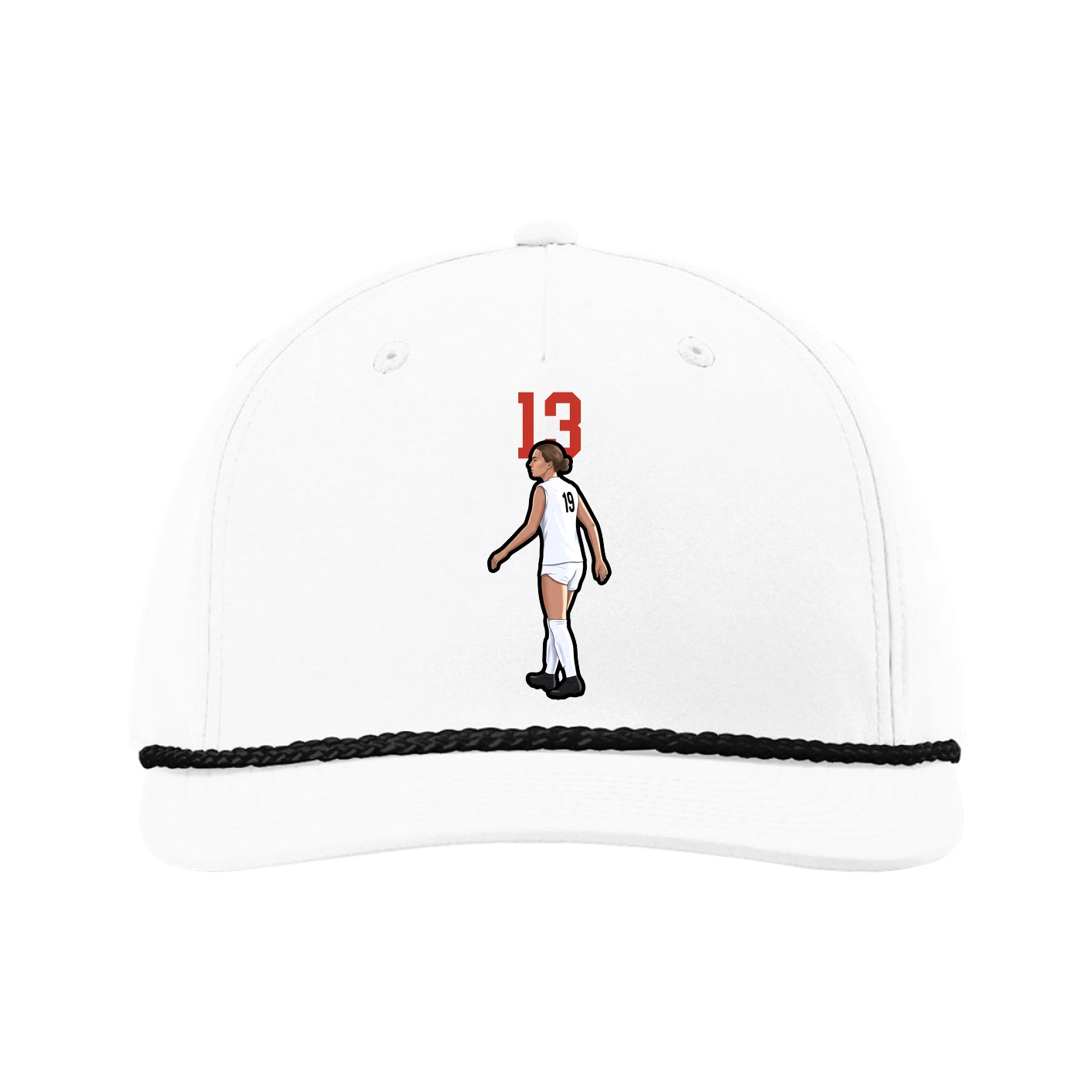 Five-Panel Classic Rope Cap — Number Top in White