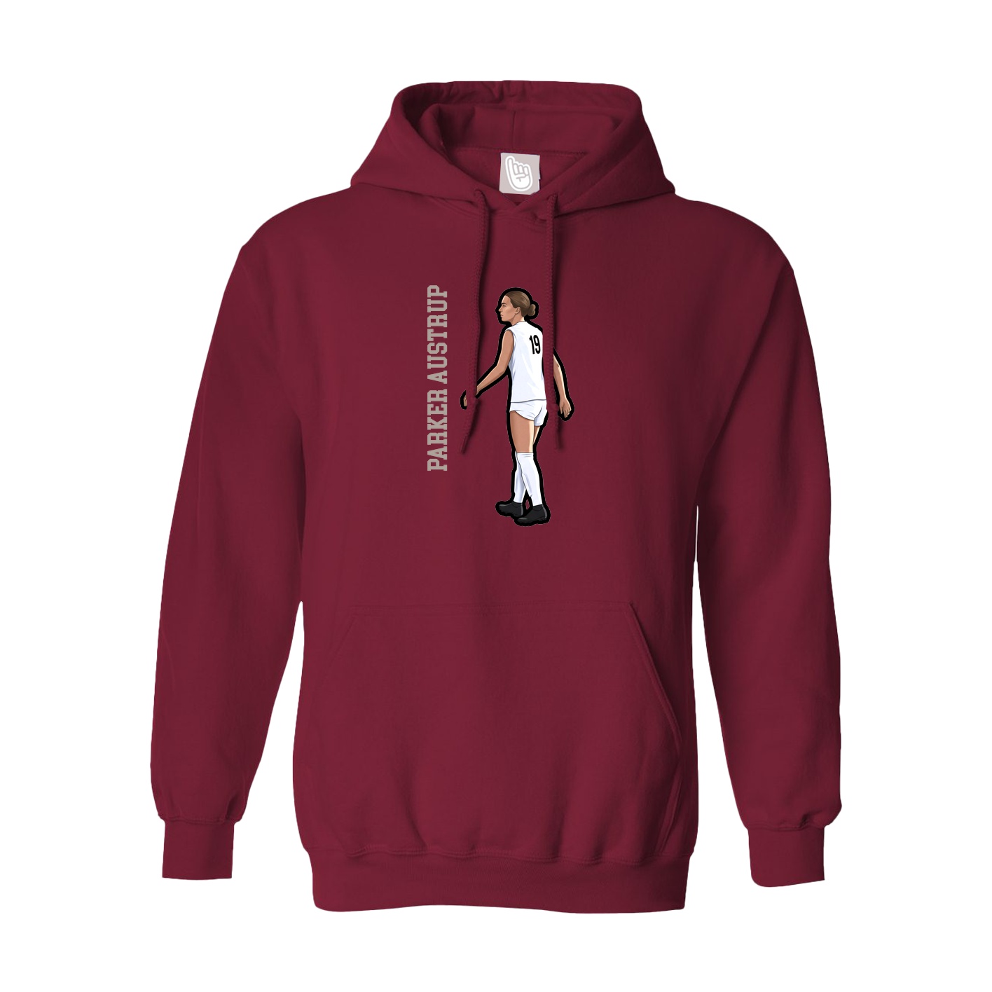 Hoodie — Name Vertical in Cardinal