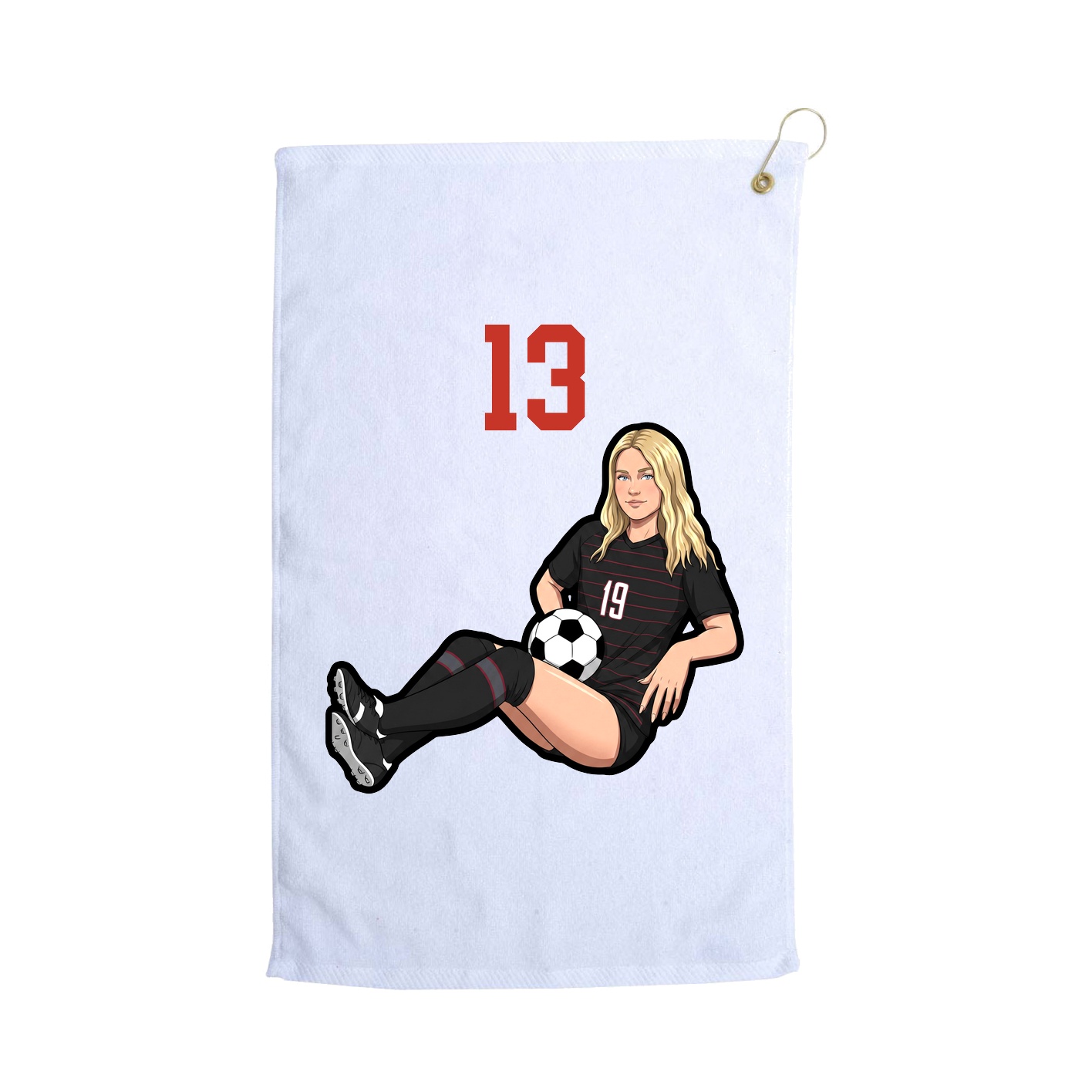 Golf Towel — Number Top in White