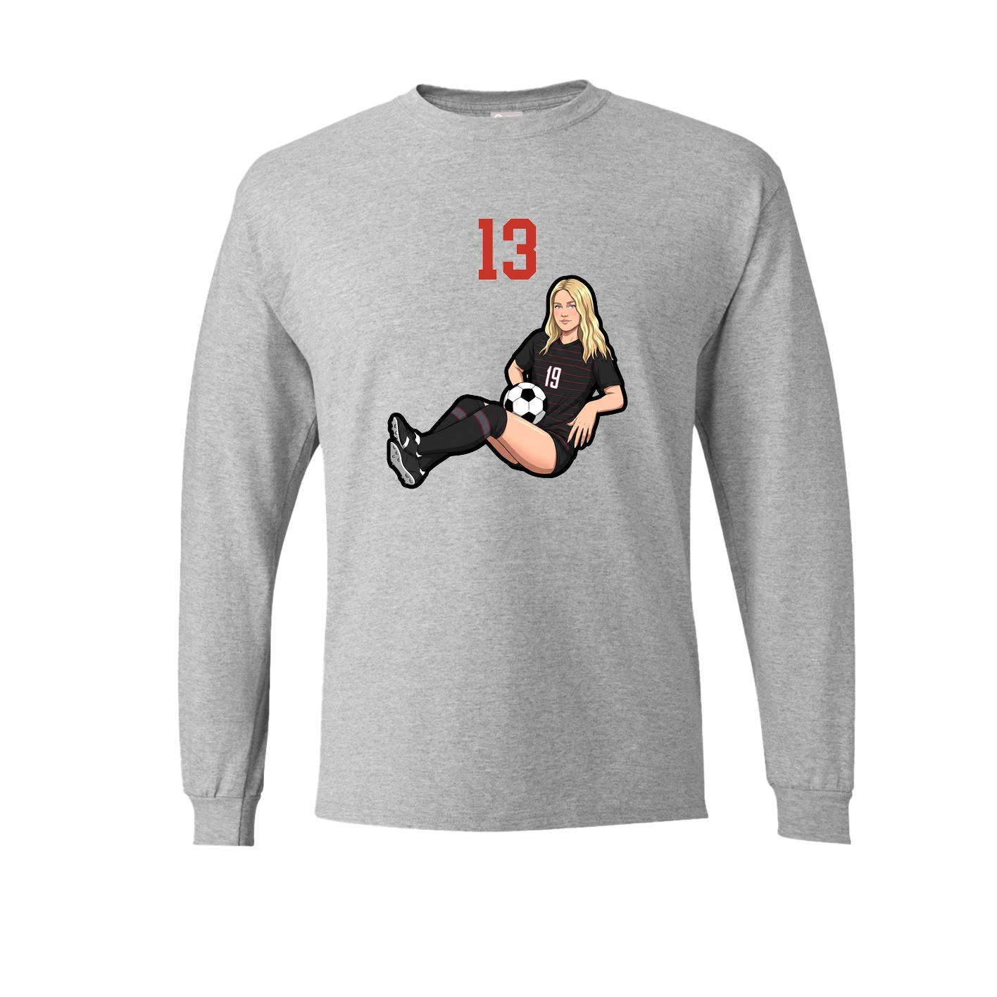 Long Sleeve Tee — Number Top in Grey