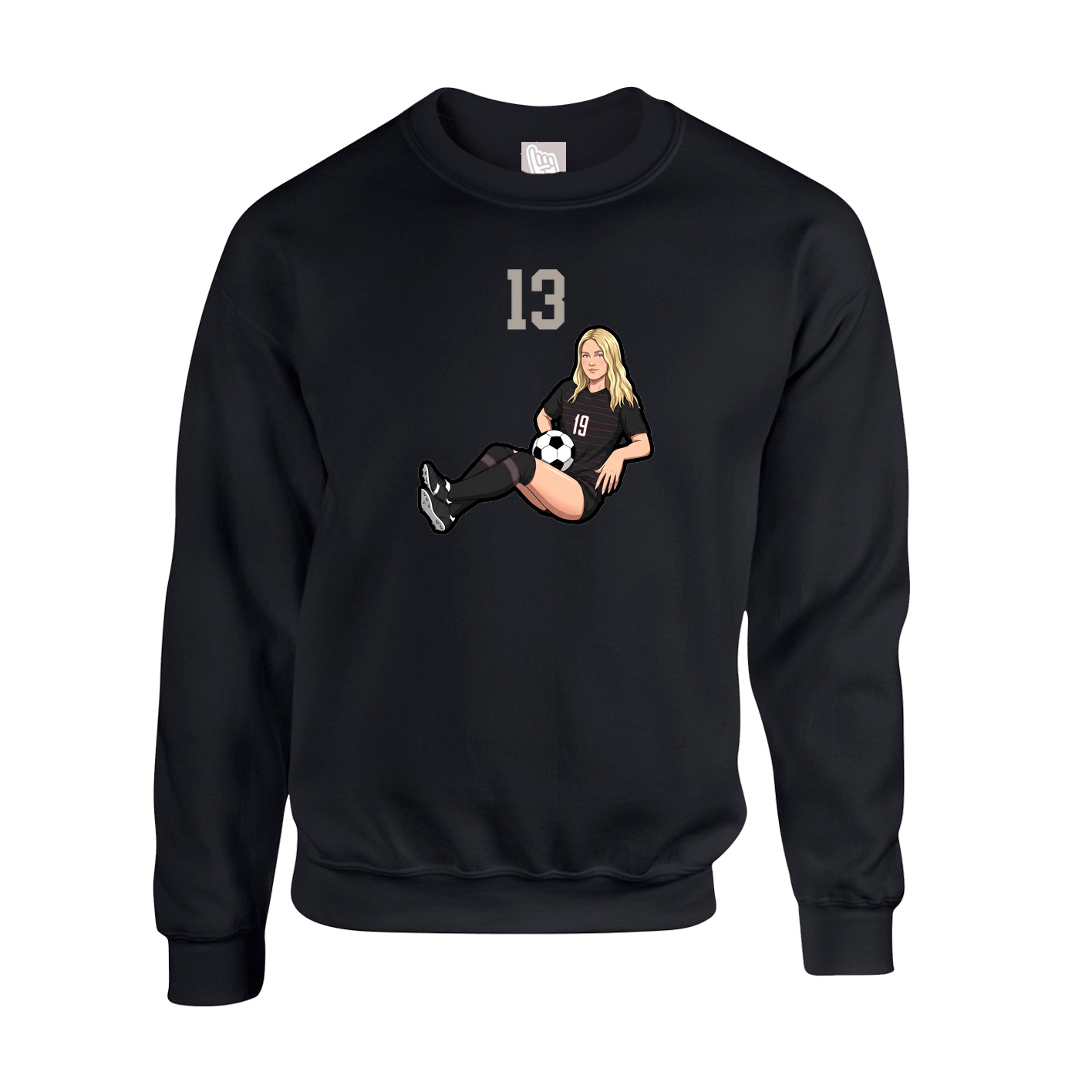 Fleece Crew — Number Top in Black