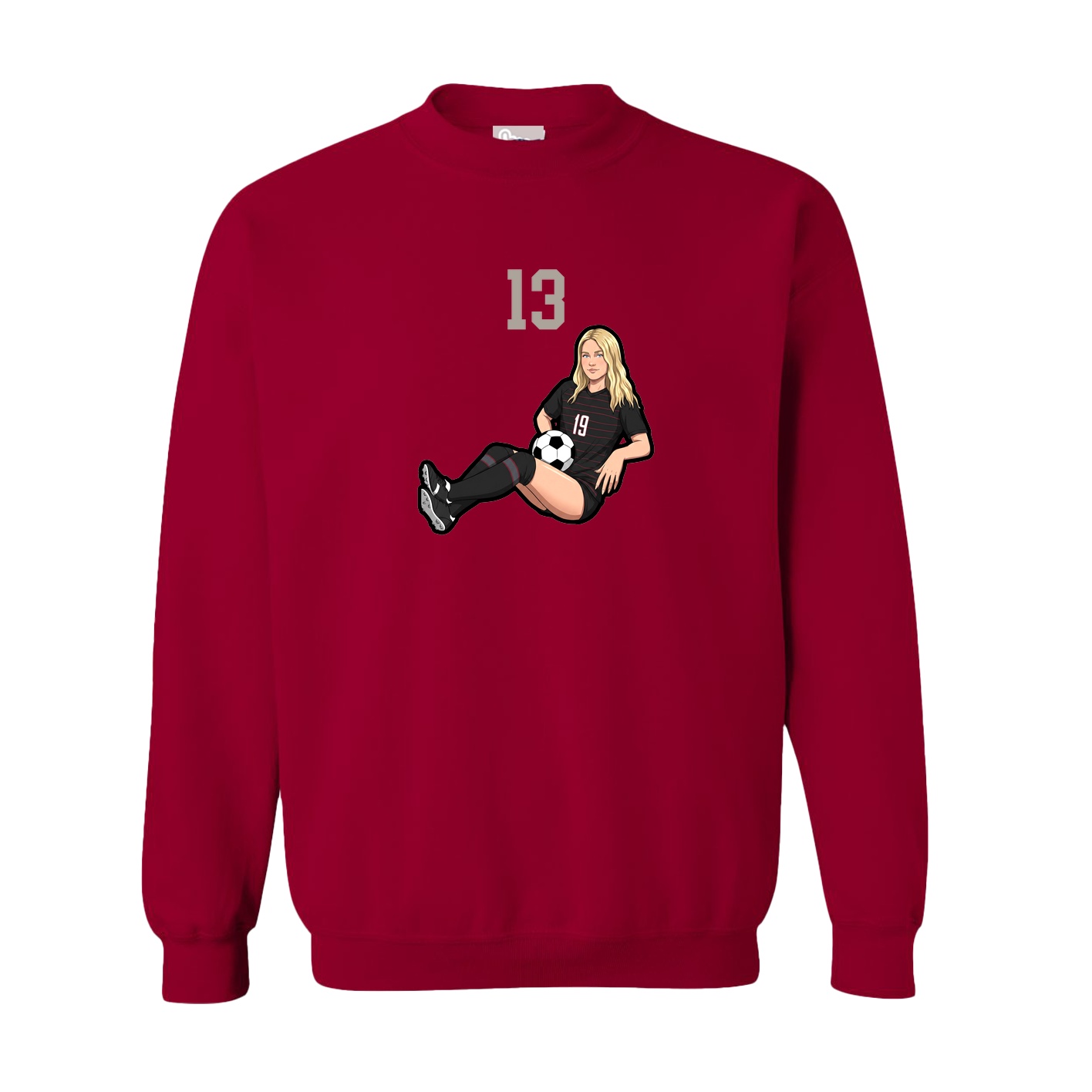 Fleece Crew — Number Top in Cardinal