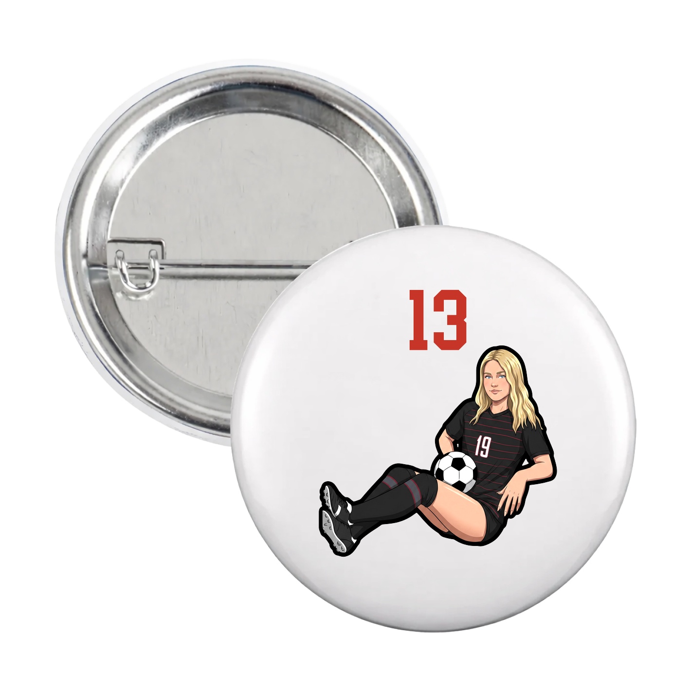 Game Day Button — Number Top in White
