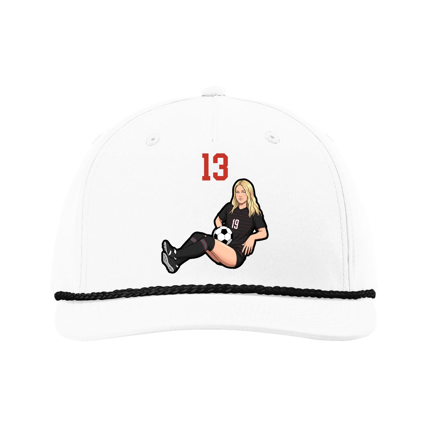 Five-Panel Classic Rope Cap — Number Top in White