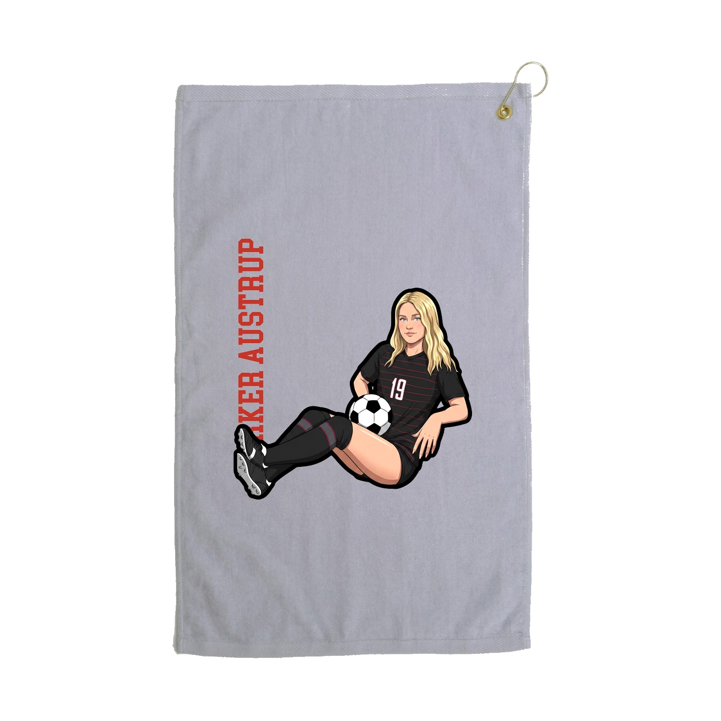 Golf Towel — Name Vertical in Grey