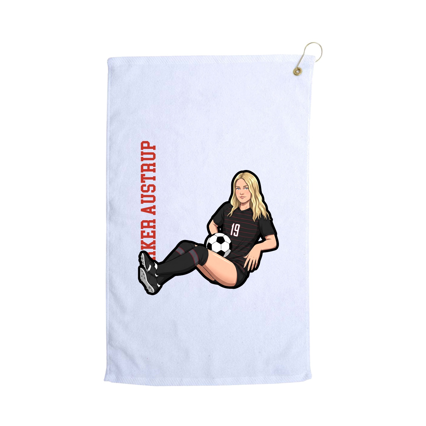 Golf Towel — Name Vertical in White