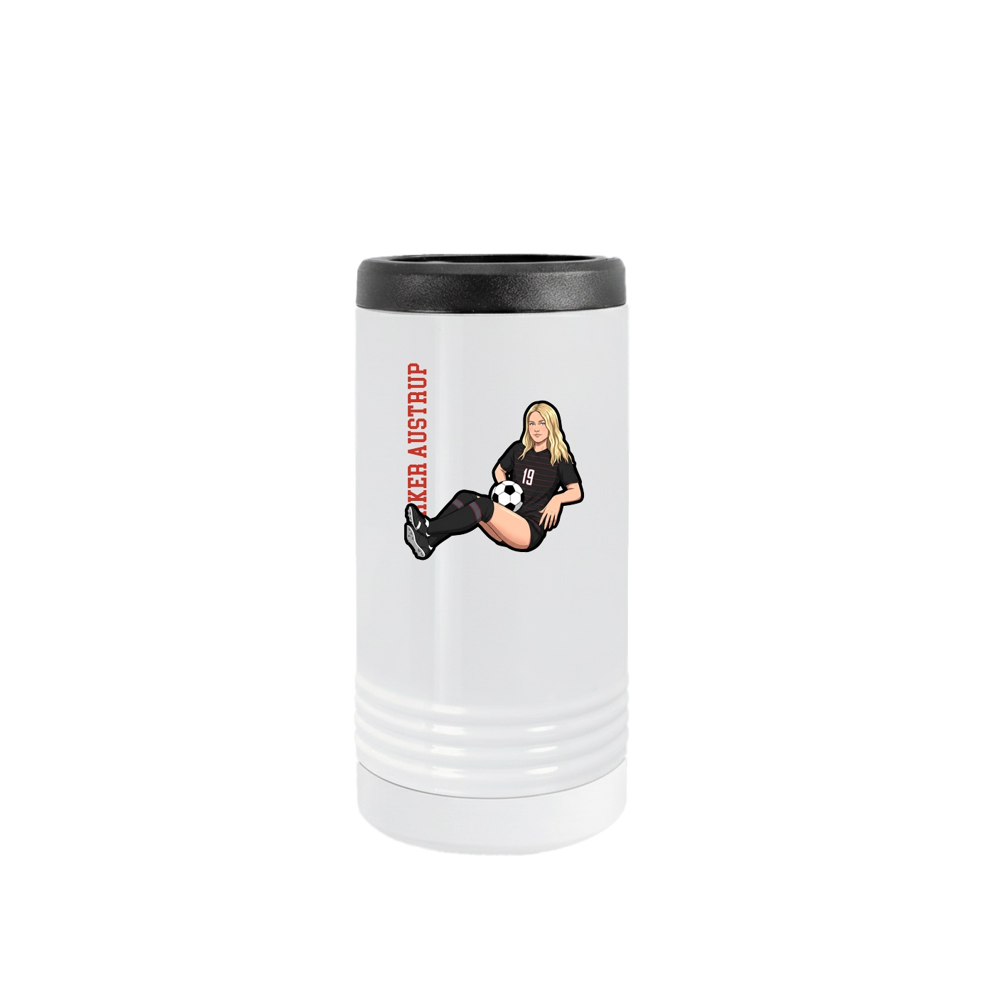 Slim Beverage Holder — Name Vertical in White