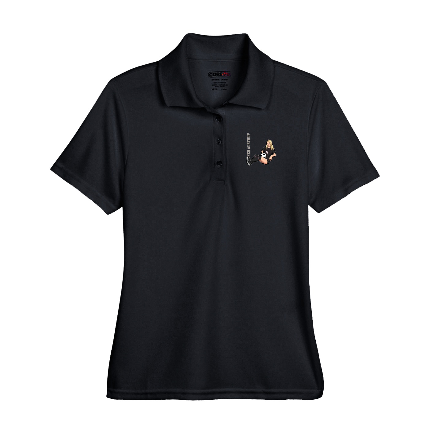 Performance Polo — Name Vertical in Black