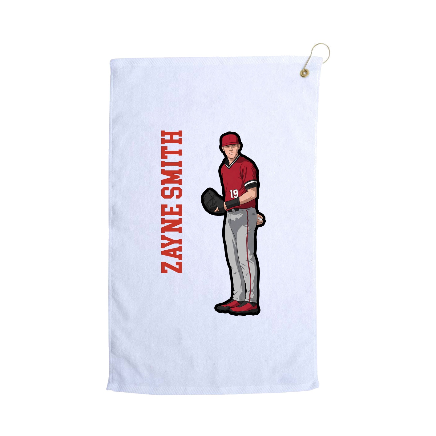 Golf Towel — Name Vertical in White
