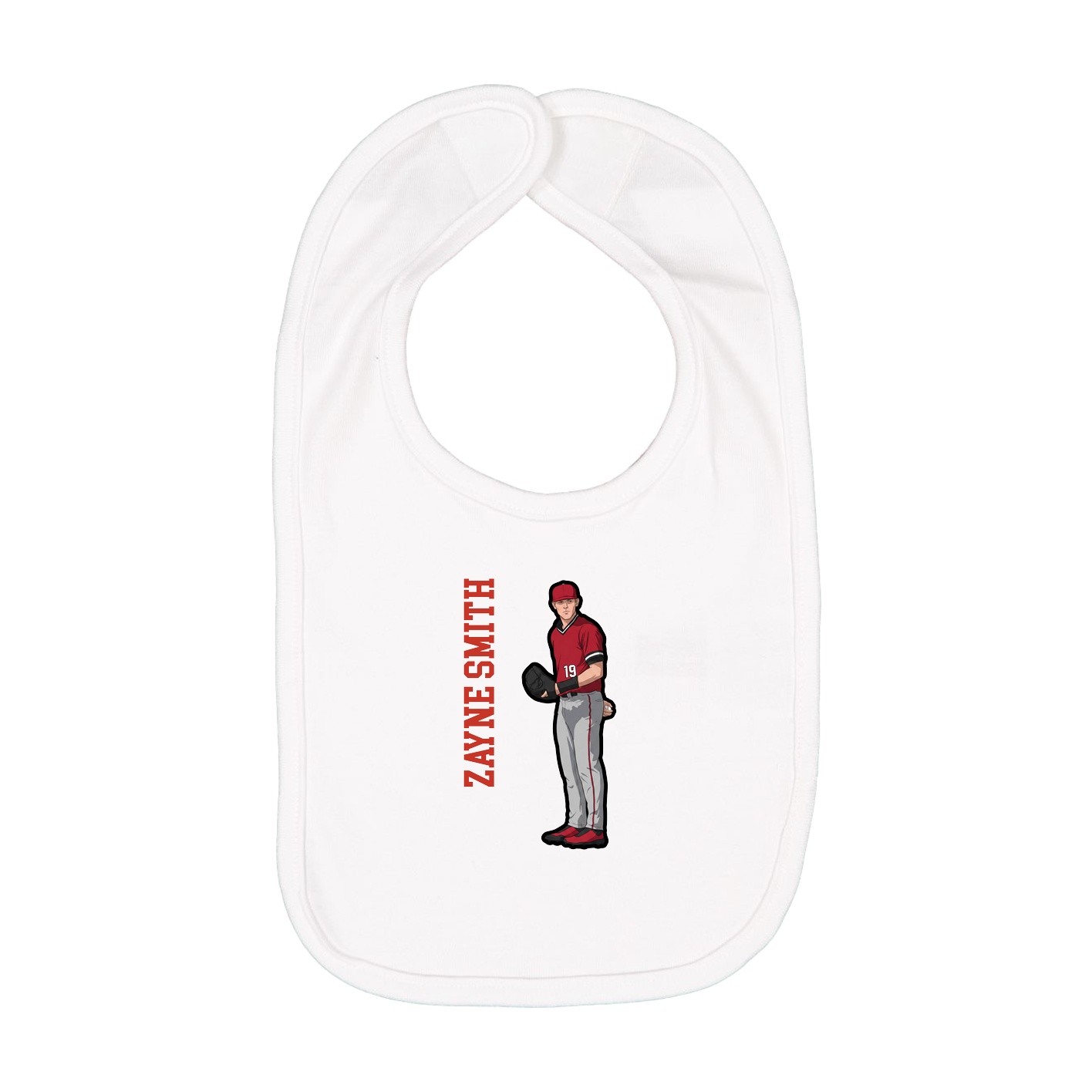 Infant Bib — Name Vertical in White