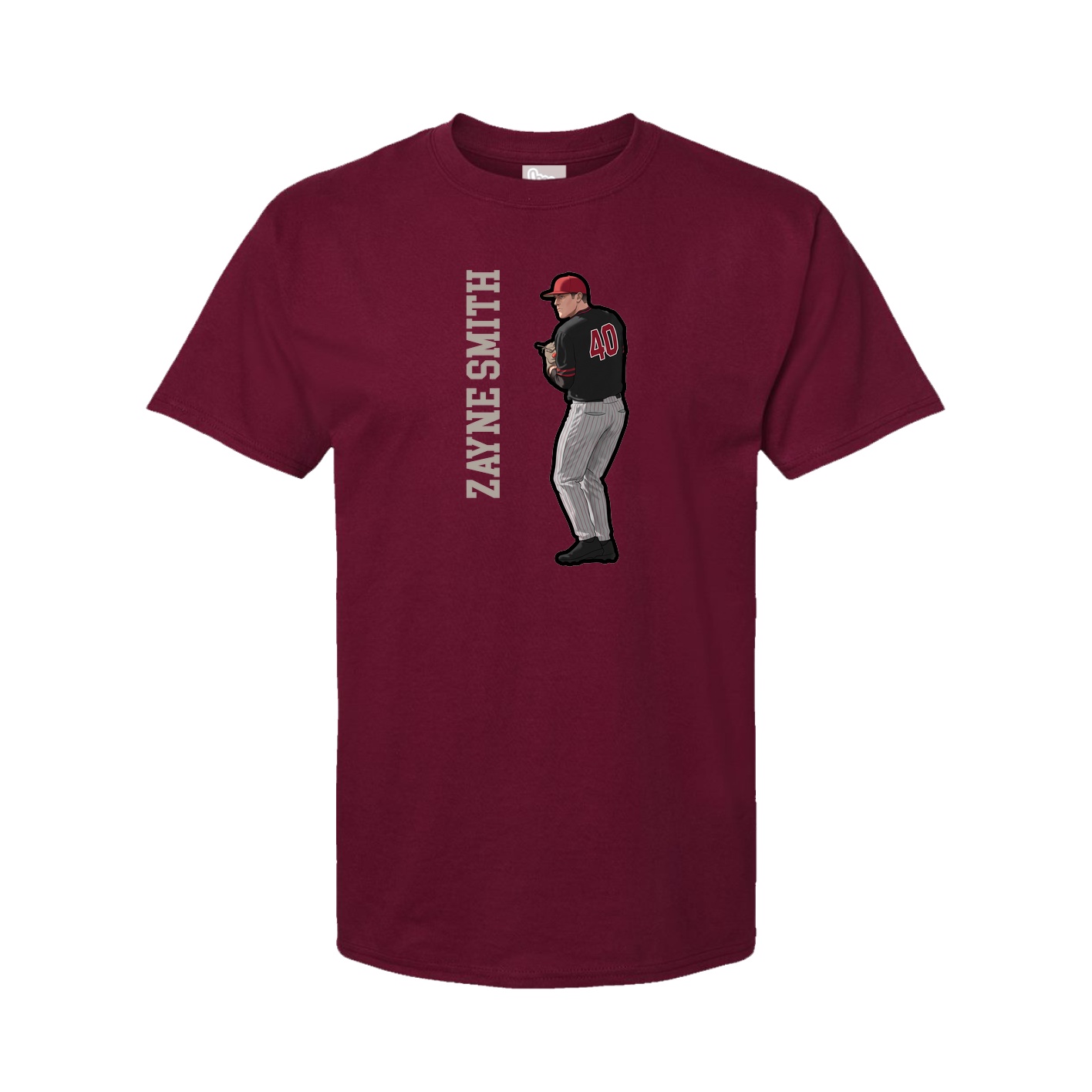 Youth Tee — Name Vertical in Cardinal