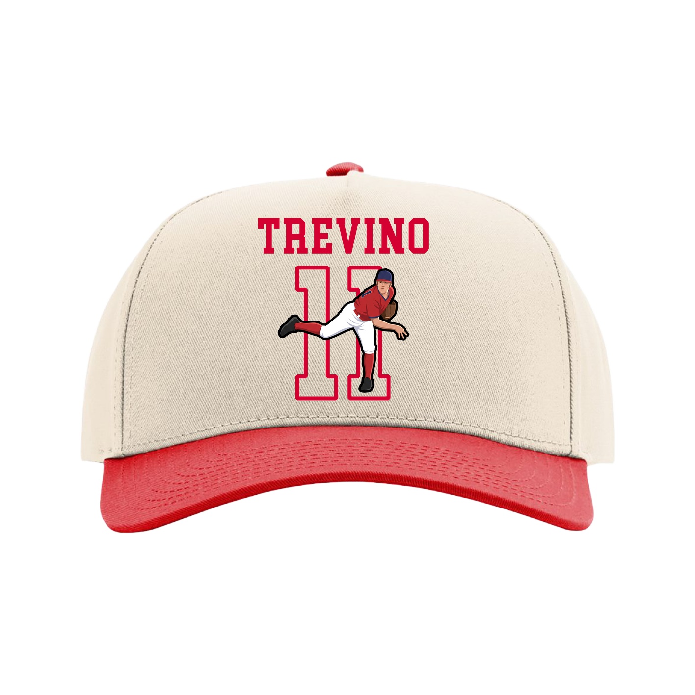 Full Fabric Five-Panel Champ Cap — Shirsey in Cream/Red