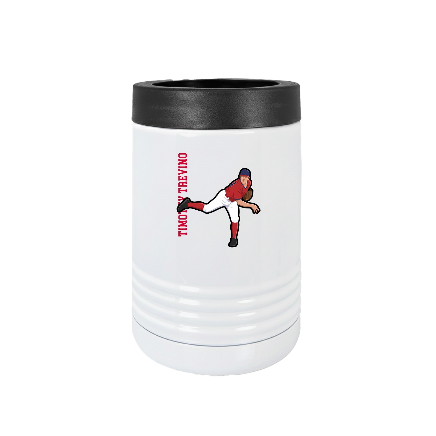 Beverage Holder — Name Vertical in White